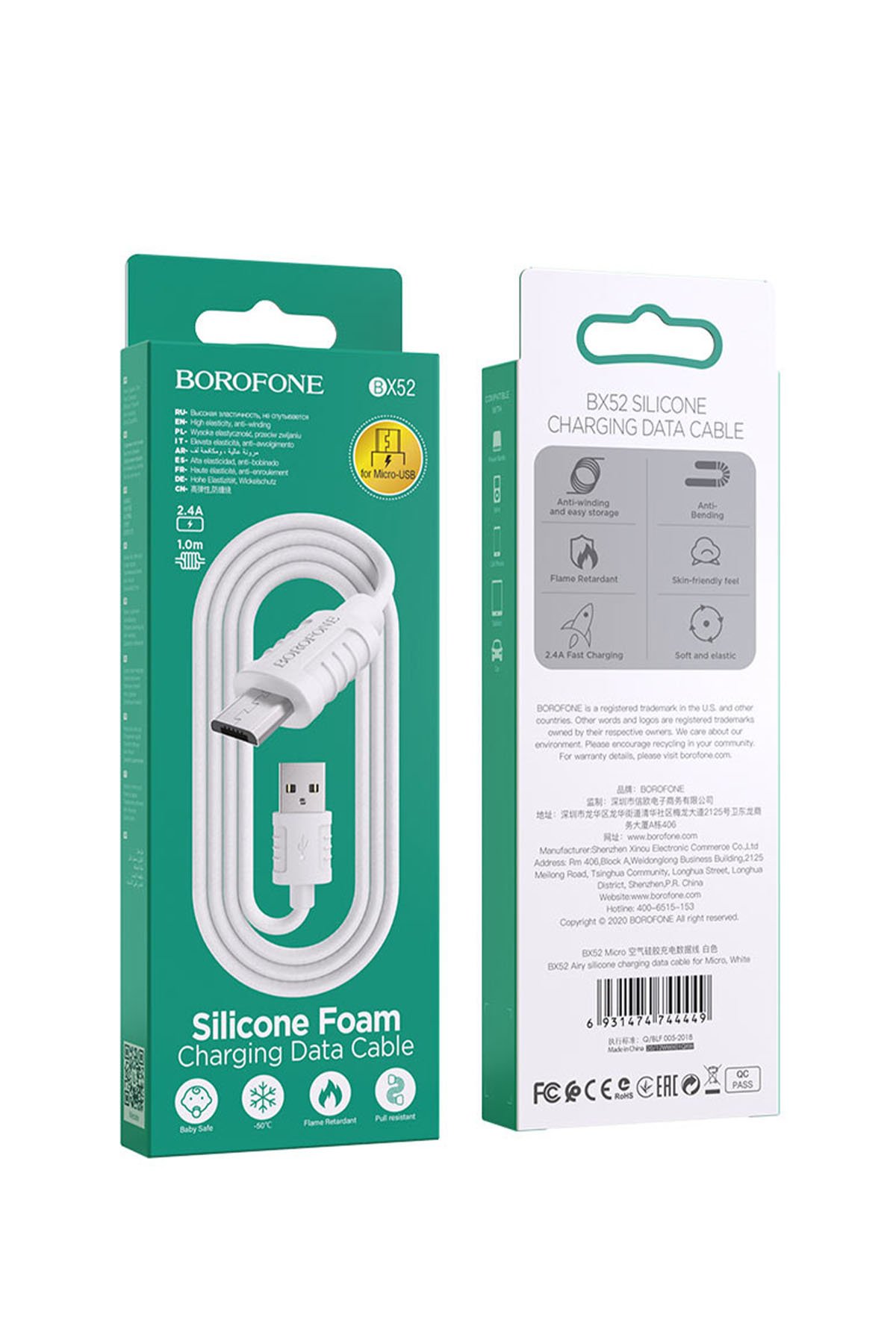 BOROFONE BX52 MİKRO DATA ŞARJ KABLOSU BEYAZ