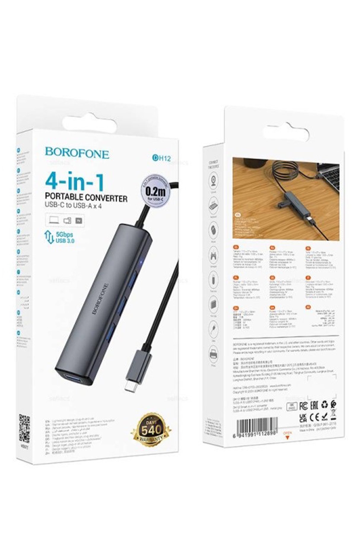 BOROFONE DH12 4İN1 3.0 TYPE-C TO USB HUB