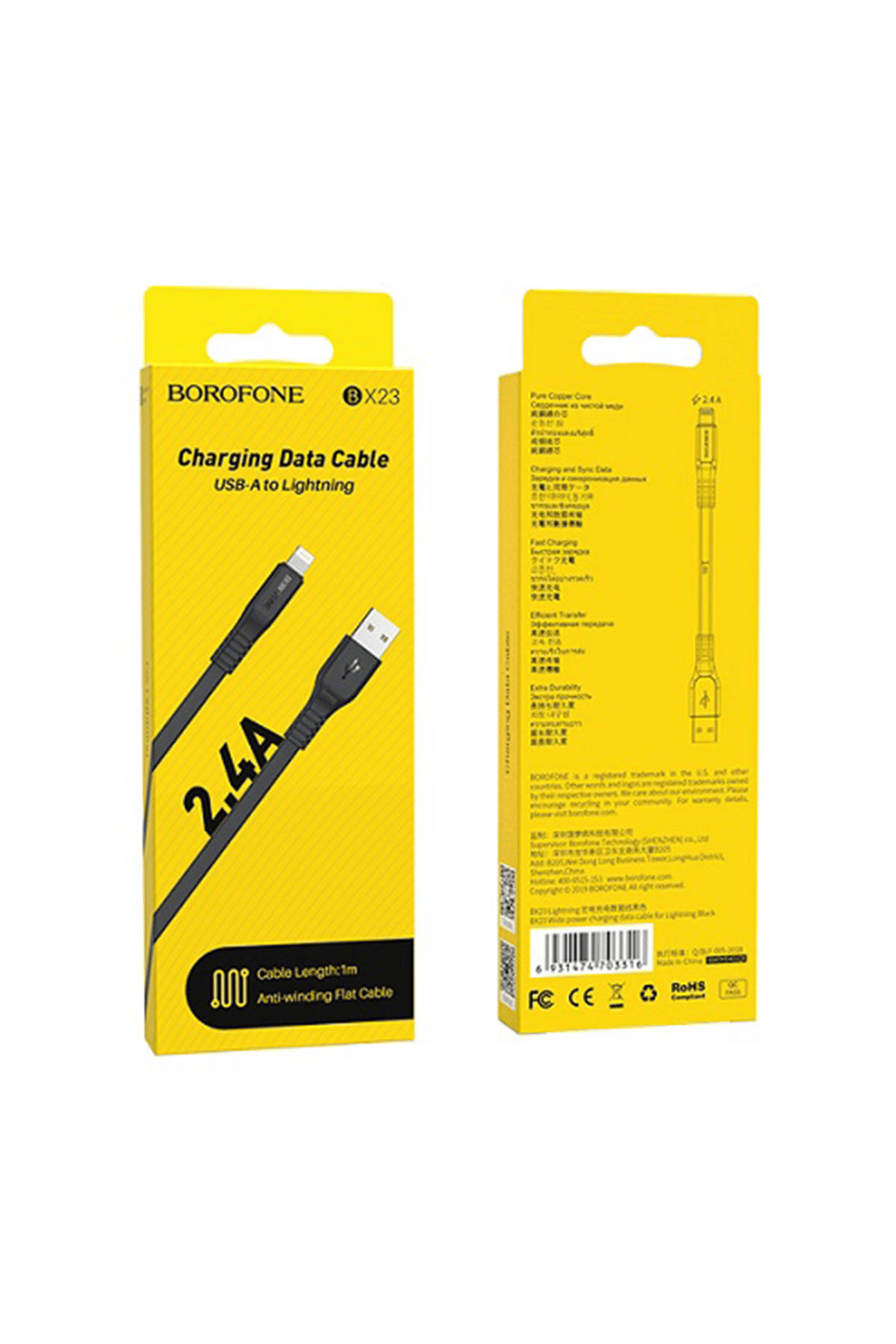 BX23 Lightning Şarj ve Data Kablosu 3A (1 Metre) - Hızlı Şarj iPhone - Siyah