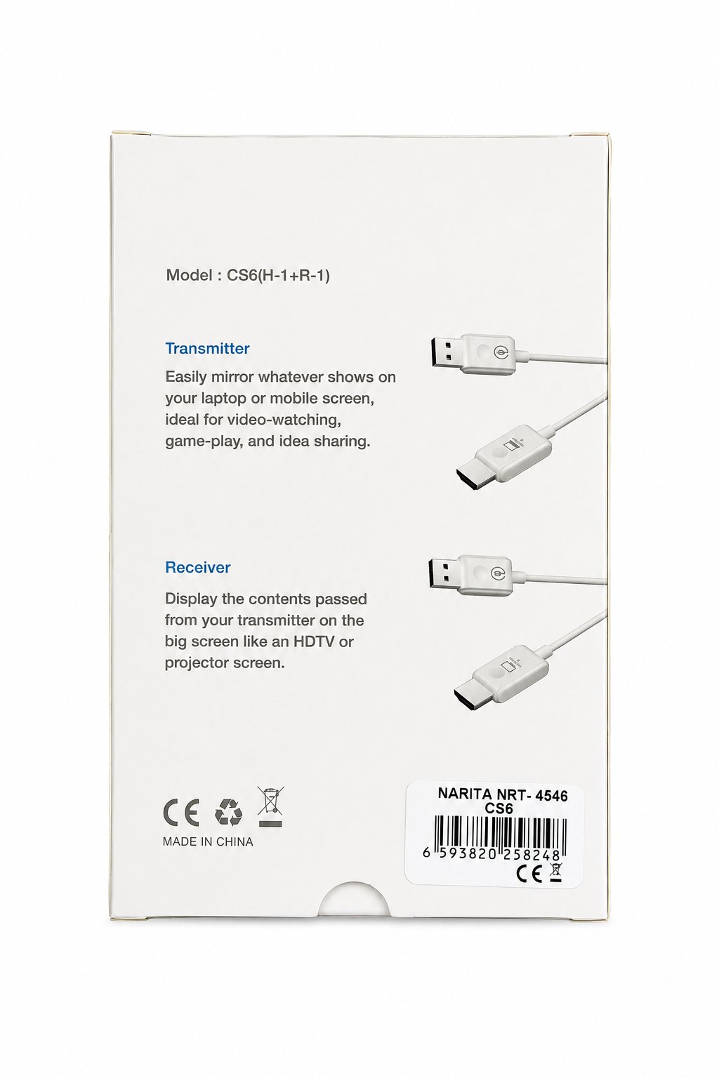 CS6 HDMI to HDMI Kablosuz Görüntü Aktarıcı Transmitter Receiver Seti (50 Metre)