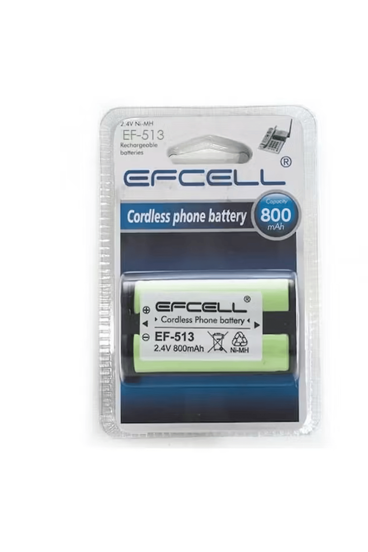 EF-513 2.4V 800mAh Telsiz Telefon Pili (Şarj Edilebilir Ni-MH) - (Uzun Ömürlü Batarya)