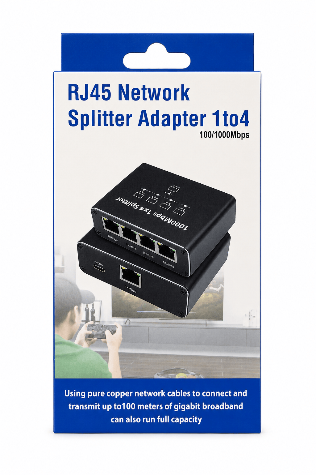 Network Çoğaltıcı Adaptör 1'den 4'e (100/1000Mbps) Gigabit Ethernet Çoklayıcı - RJ45 