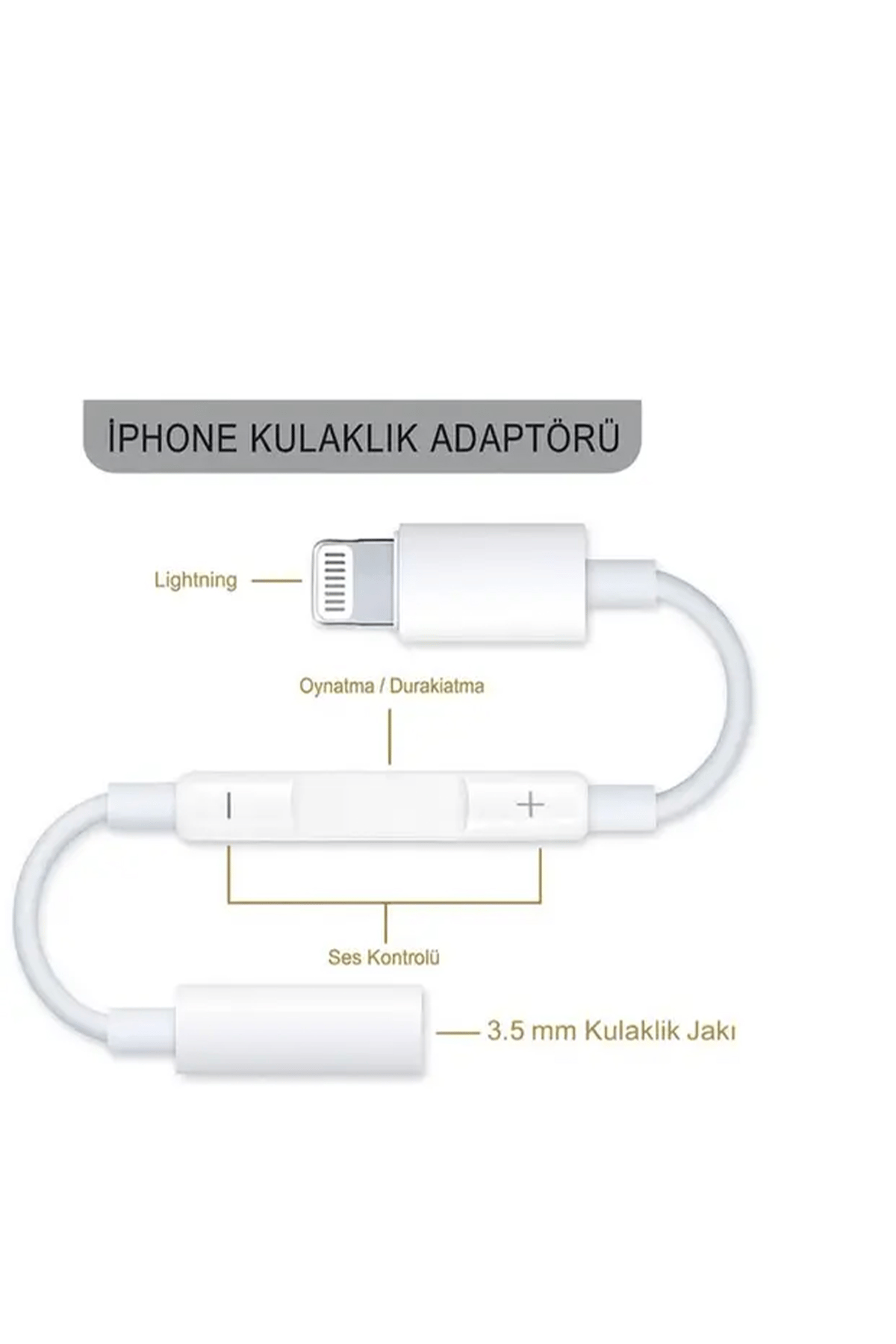 TE-DOS TD-C3312 İOS AUDIO ÇEVİRİCİ KABLO BEYAZ