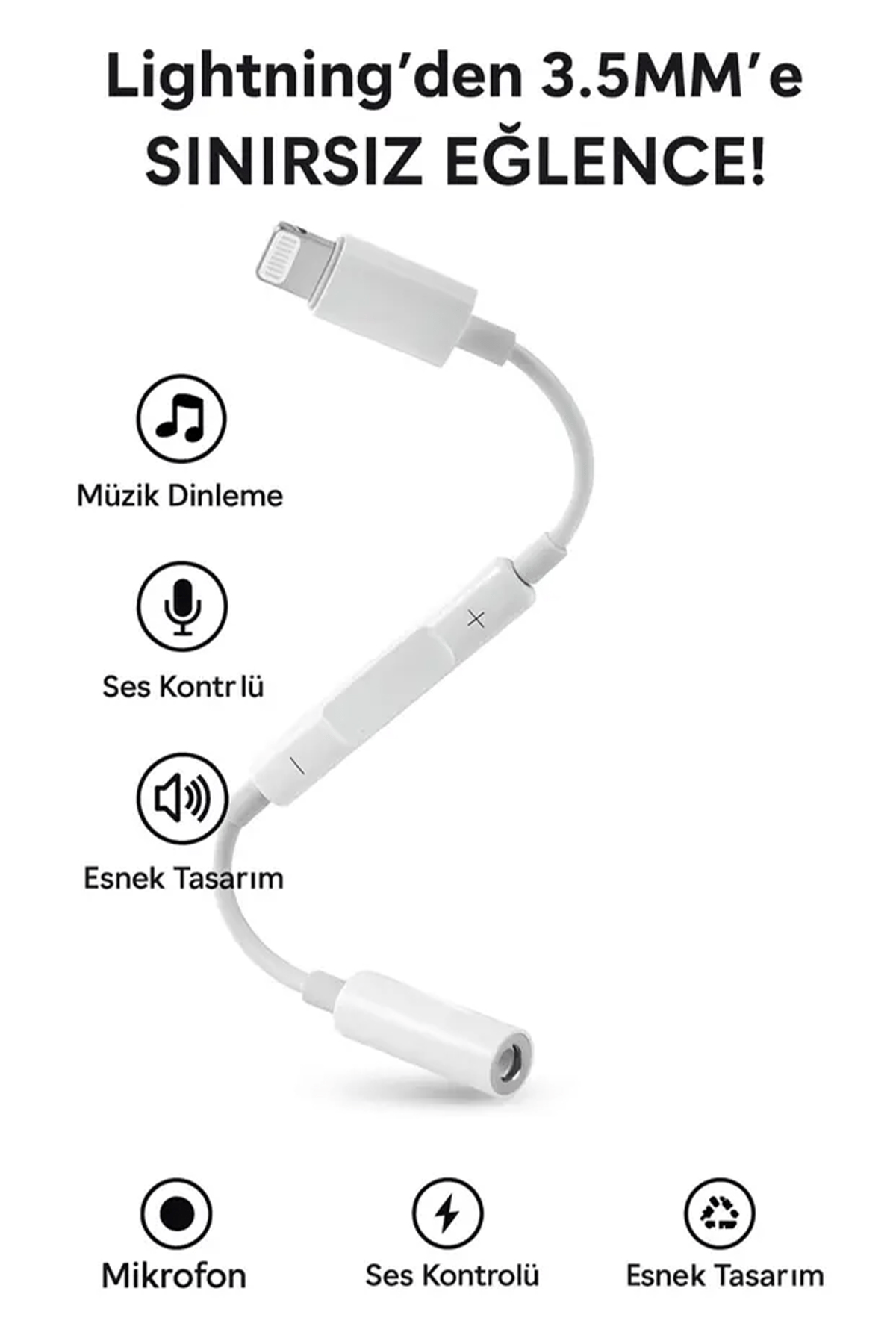 TE-DOS TD-C3312 İOS AUDIO ÇEVİRİCİ KABLO BEYAZ