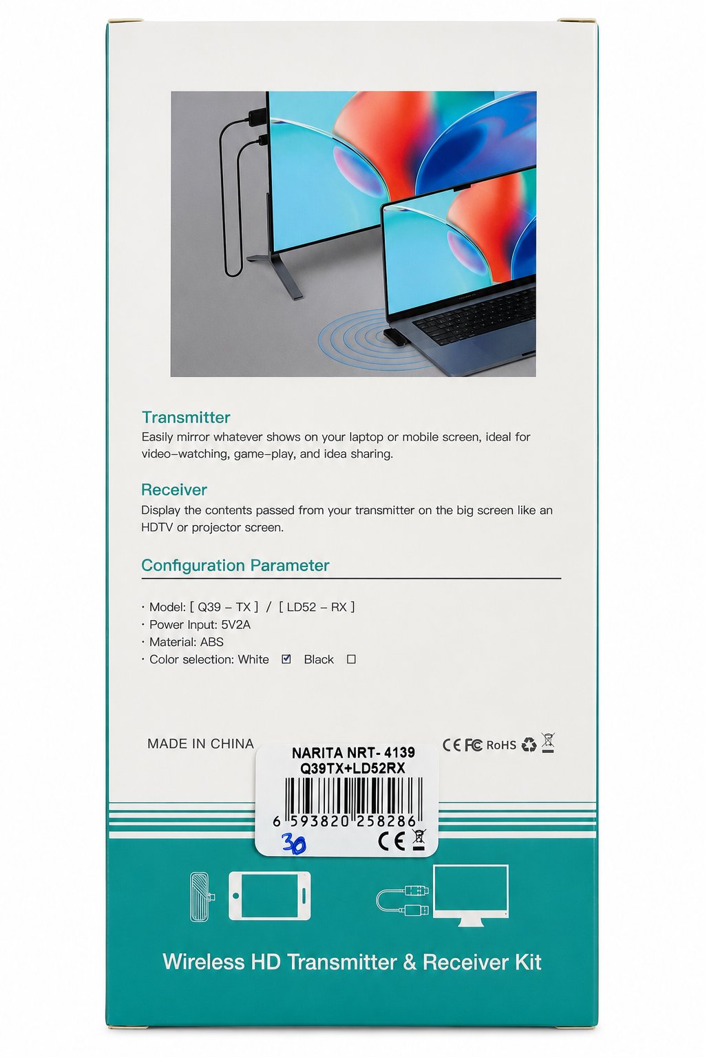 Wireless HD Kablosuz Görüntü Aktarım ve Ekran Yansıtma Seti