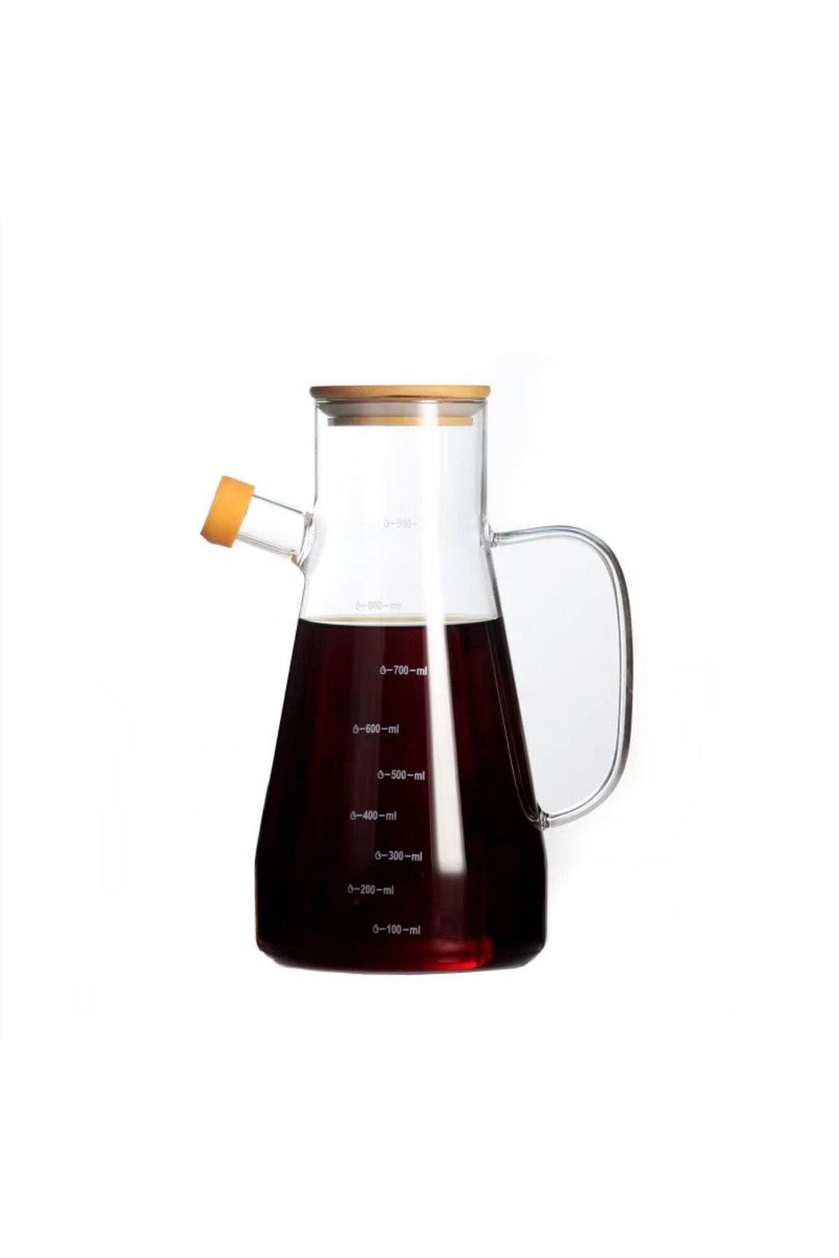2 Adet 900 ml Bambu Kapaklı Vakumlu Borosilikat Yağdanlık (Bambu Altlığı Sete Dahil)