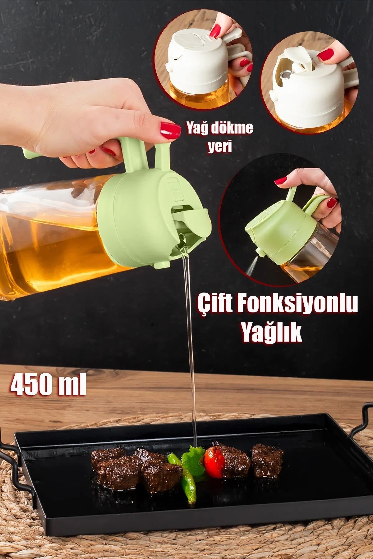 2 Adet Yağdanlık Limon Sirke Sos Vs Püskürtücü Çok Amaçlı Cam Sprey Şişe