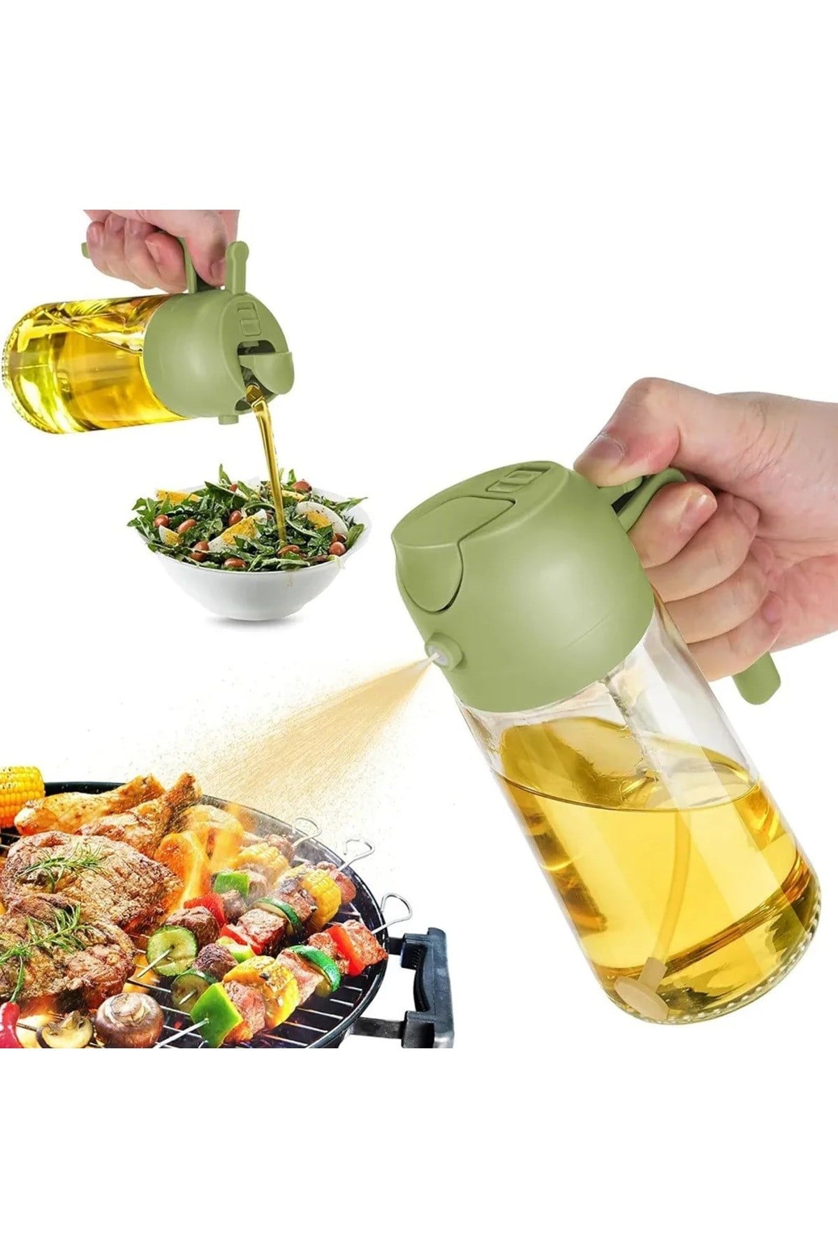 600 ml Sprey Ve Normal Dökme Yağdanlık Limon Sirke Sos Vs Püskürtücü Çok Amaçlı Cam Sprey Şişe