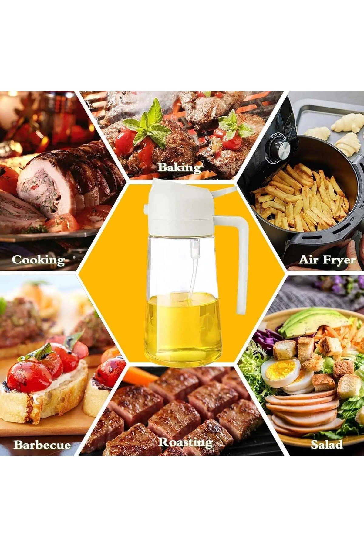 600 Ml Sprey ve Normal Dökme Yağdanlık Limon Sirke Sos Vs Püskürtücü Çok Amaçlı Cam Sprey Şişe