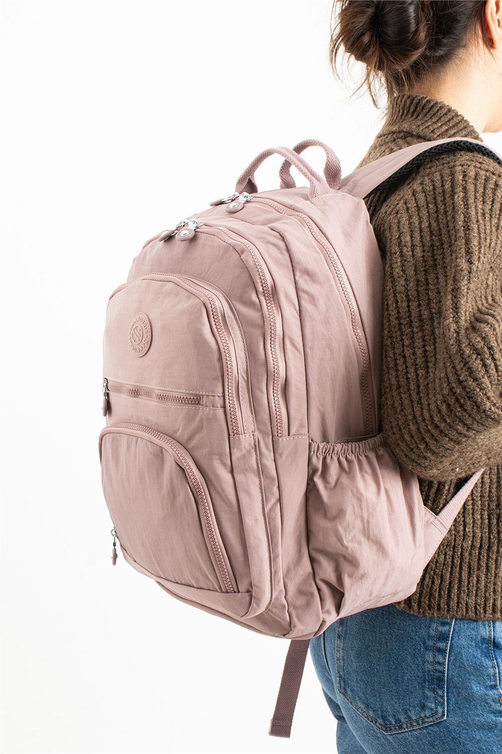 Sanmorris Unisex Suya Dayanıklı Krinkıl Kumaş Çok Gözlü Siyah Renkli Laptop Okul Ve Sırt Çantası