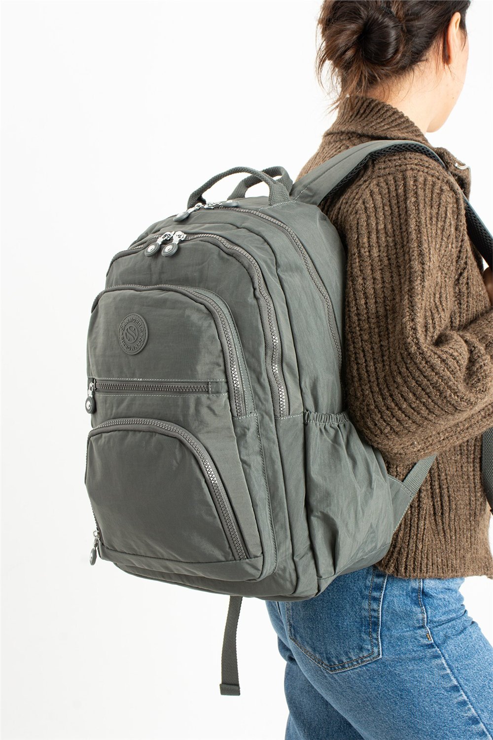 Sanmorris Unisex Suya Dayanıklı Krinkıl Kumaş Çok Gözlü Siyah Renkli Laptop Okul Ve Sırt Çantası