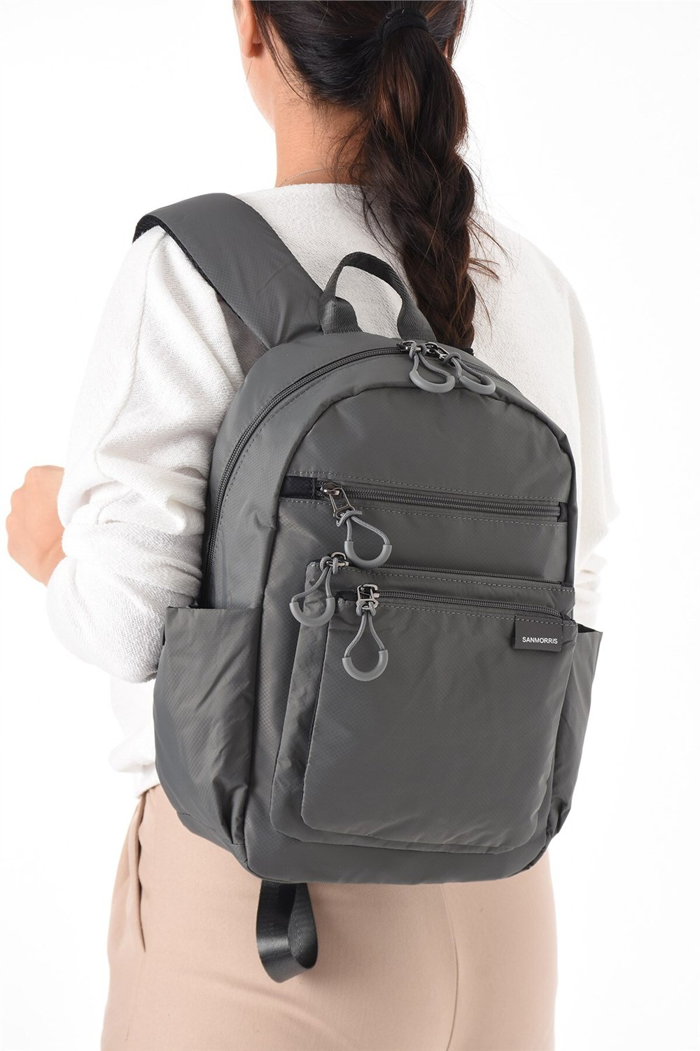 Sanmorris Unisex Suya Dayanıklı Paraşüt Kumaş 4 Bölmeli Laptop Bölmeli Günlük Kullanım Sırt Çantası