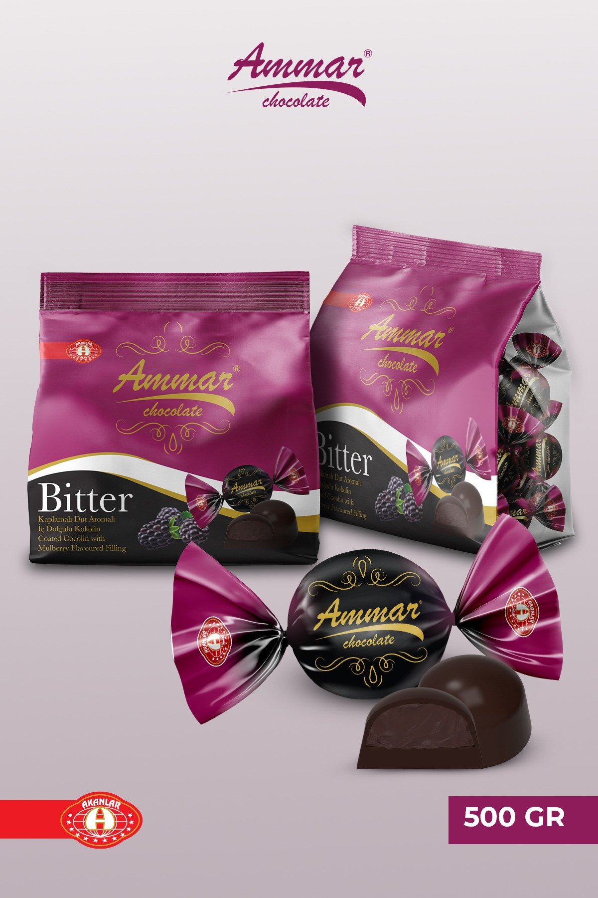 500 GR, Dut İç Dolgulu %20 Kakao'lu, Bitter Çikolata Kaplamalı, Glutensiz, Bayramlık, İkramlık,