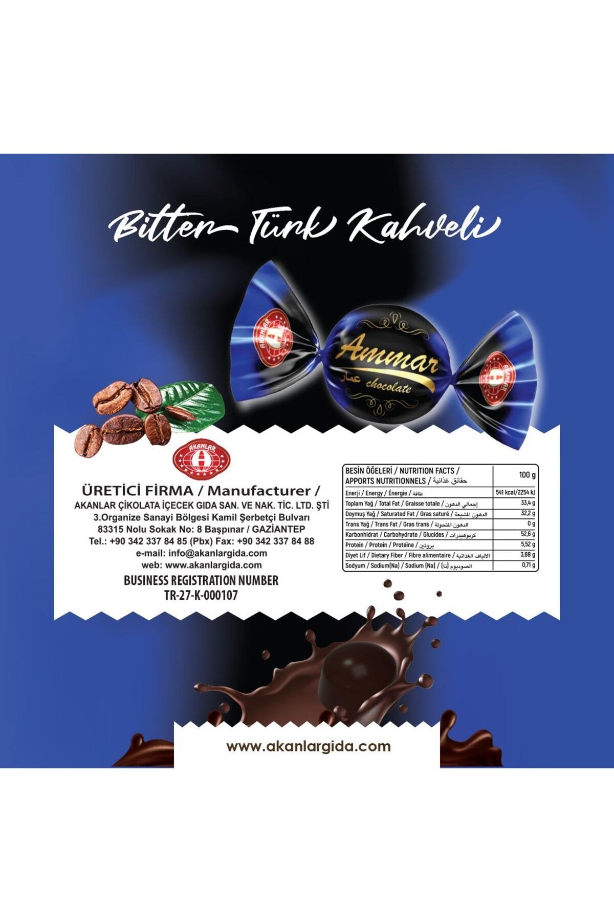 500 GR, Türk Kahvesi Dolgulu, %25 Kakao'lu, Bitter Çikolata Kaplamalı,Glutensiz, Bayramlık, İkramlık