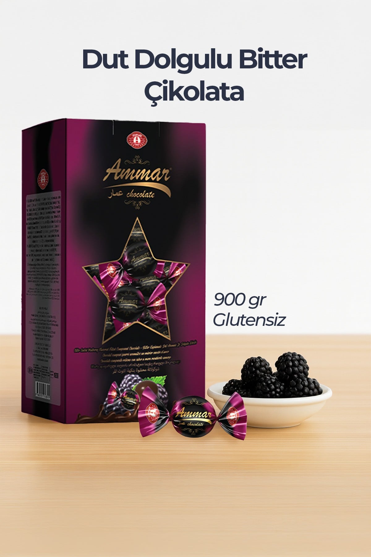 900 GR, Dut İç Dolgulu %20 Kakao'lu, Bitter Çikolata Kaplamalı, Glutensiz, Bayramlık, İkramlık