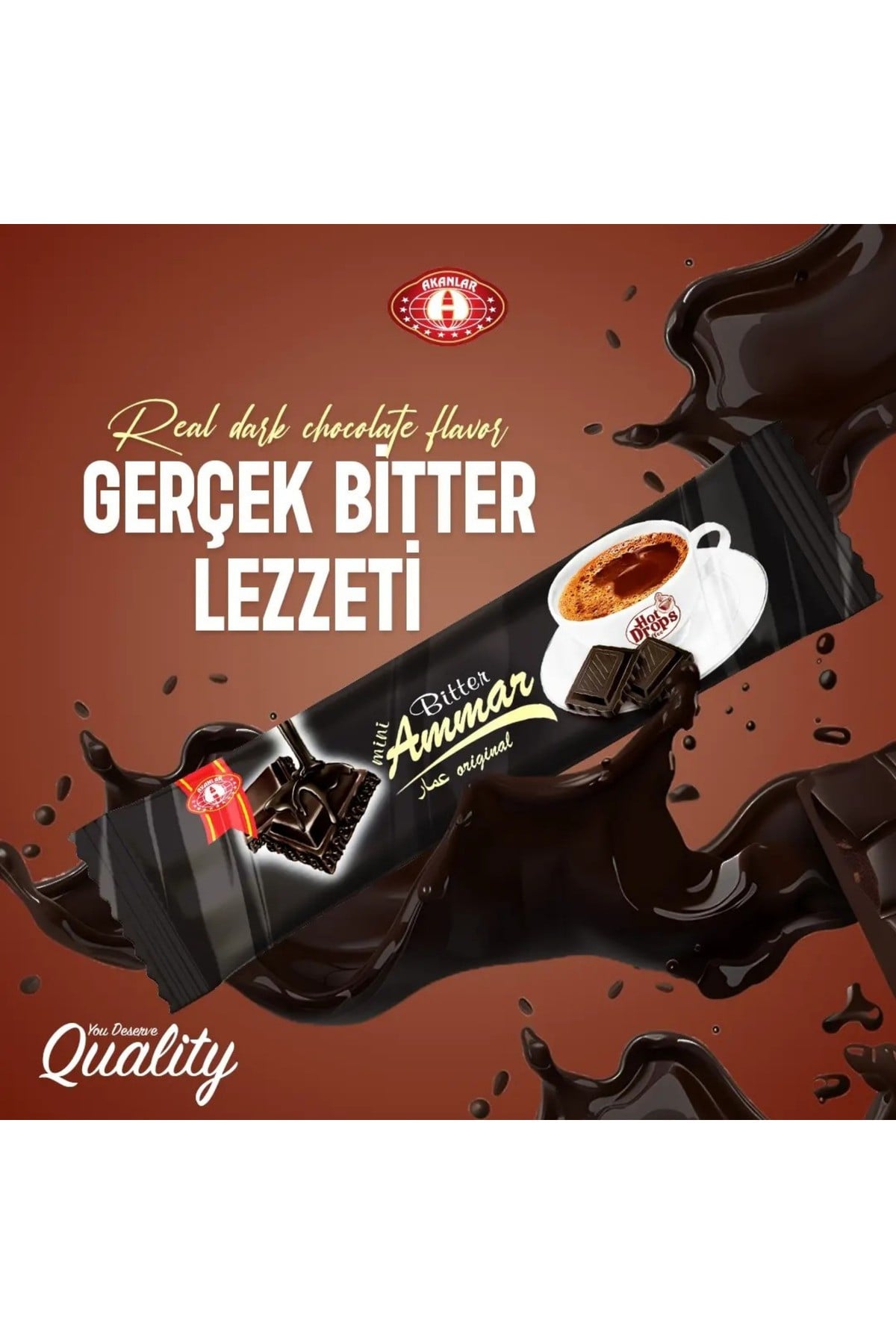 Bitter Çikolata %25 Kakao'lu, Glutensiz (50 Adet/350GR) Kahve Yanı, İkramlık, Hediyelik