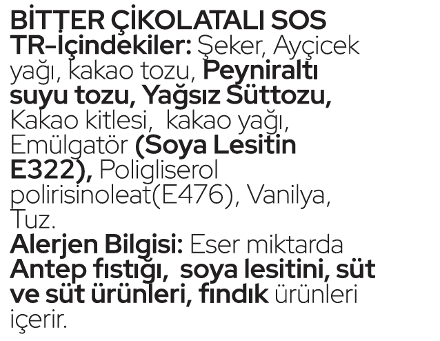 Gerçek Bitter Çikolatalı Sos (Glutensiz) 330 Gr Waffle & Pankek & Meyve & Kek & Tatlı & Dondurma
