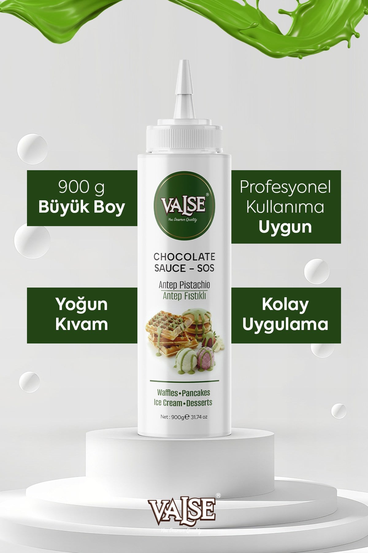 Gerçek Antep Fıstıklı Sos (Glutensiz) 900 Gr Waffle & Pankek & Meyve & Kek & Tatlı & Dondurma