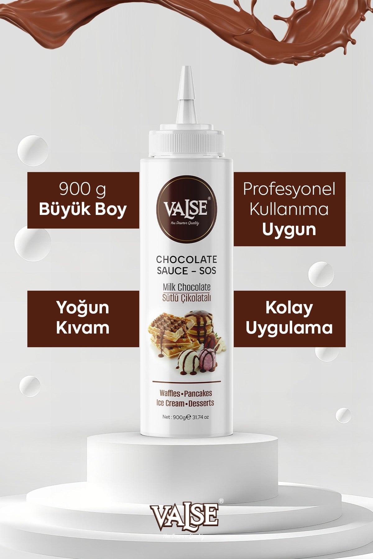 Gerçek Sütlü Çikolatalı Sos (Glutensiz) 900 Gr Waffle & Pankek & Meyve & Kek & Tatlı & Dondurma
