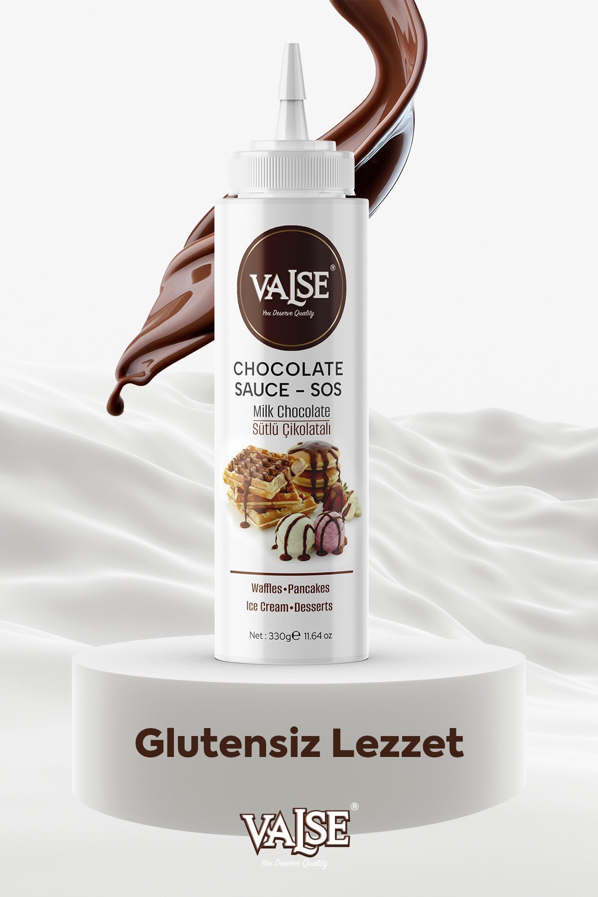 Gerçek Sütlü Çikolatalı Sos (Glutensiz) 330 Gr Waffle & Pankek & Meyve & Kek & Tatlı & Dondurma