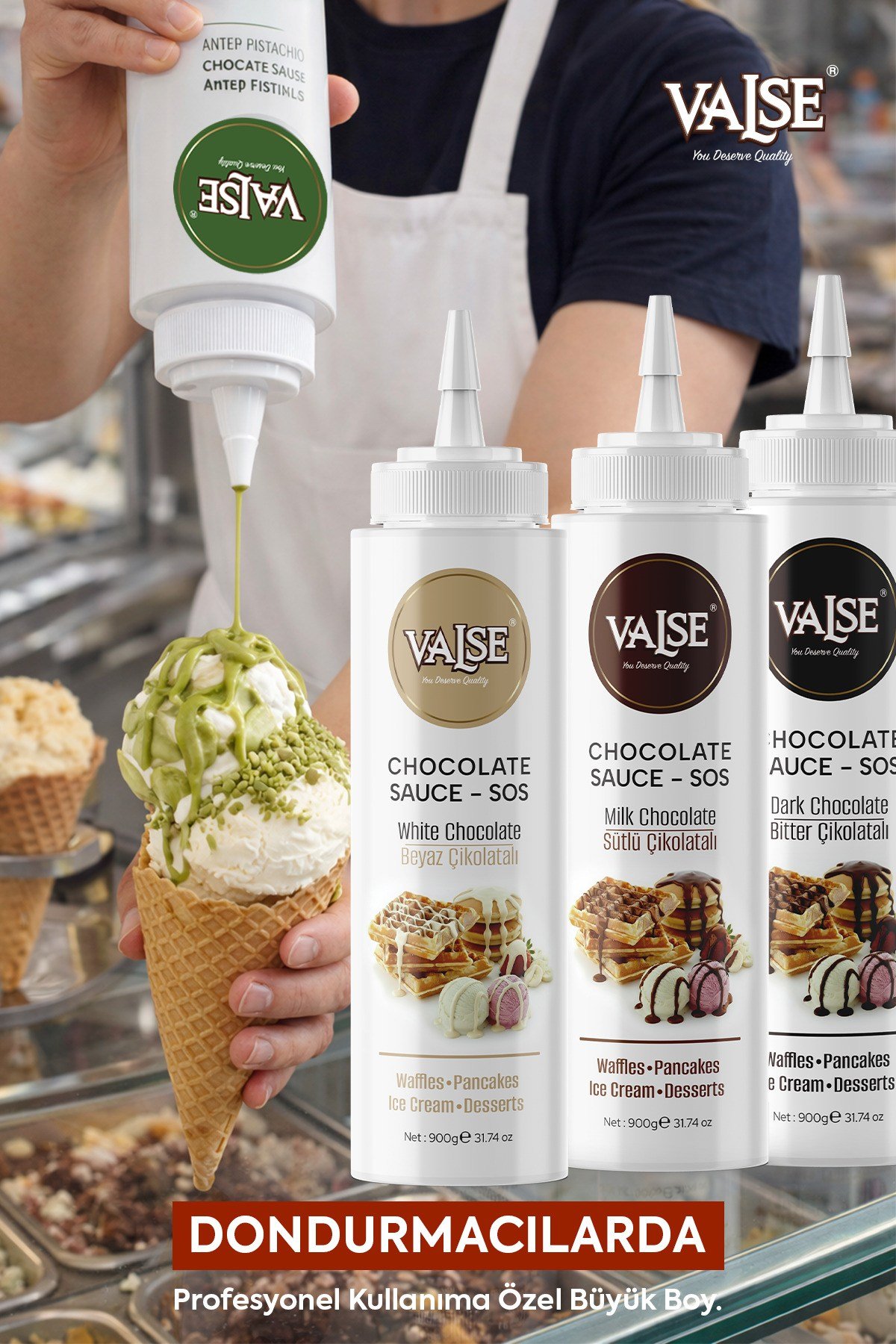 Gerçek Sütlü Çikolatalı Sos (Glutensiz) 900 Gr Waffle & Pankek & Meyve & Kek & Tatlı & Dondurma