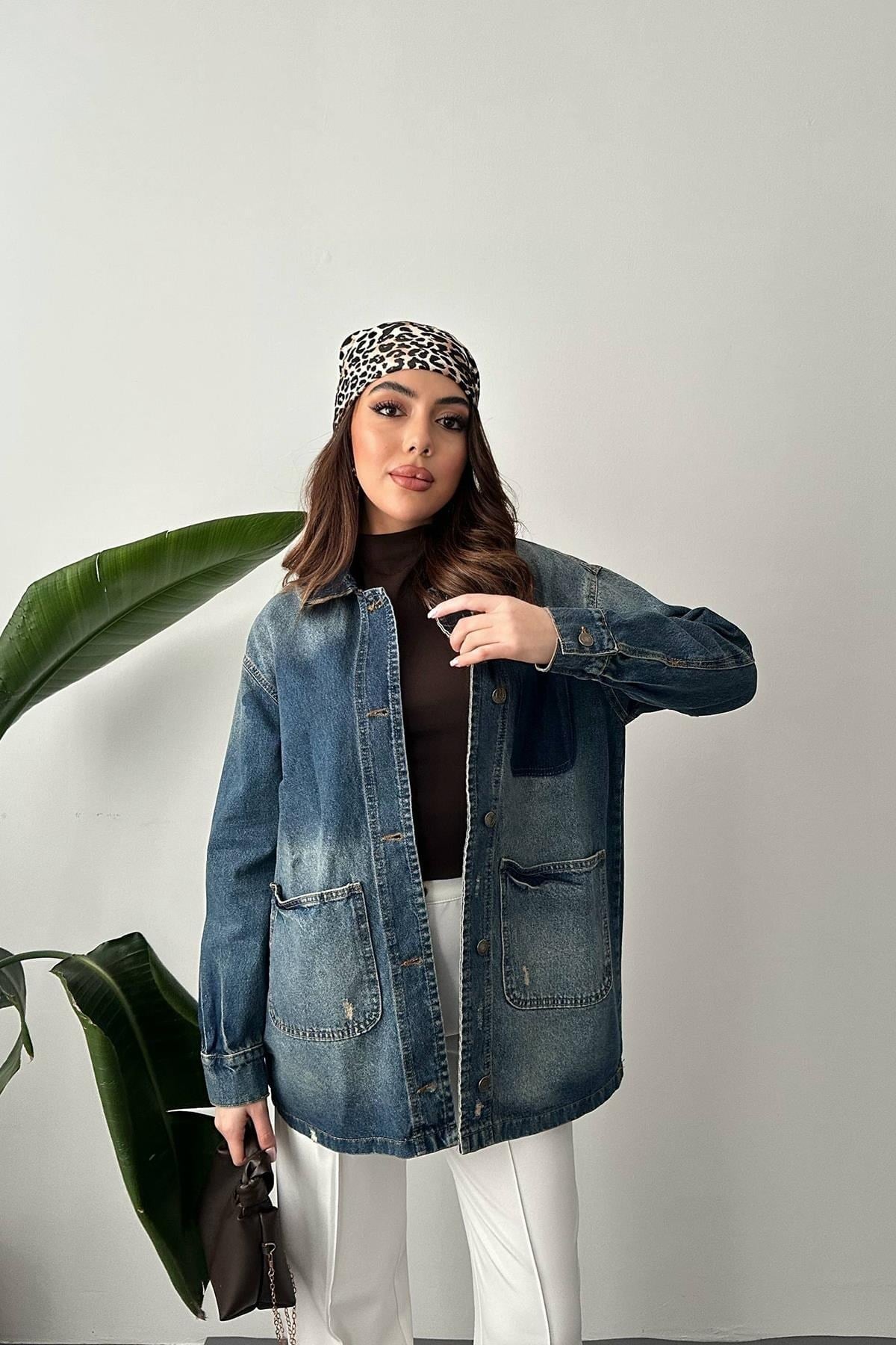 Toptan Mavi Vintage Kot Ceket