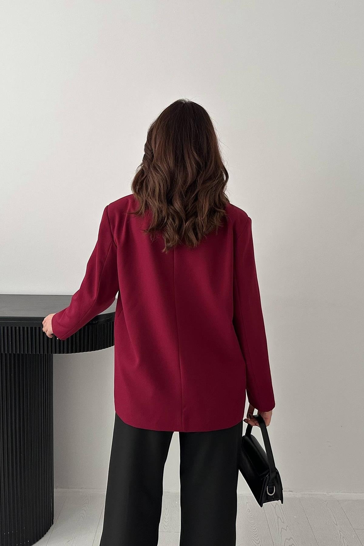 Toptan Mürdüm 2 Düğmeli Blazer Ceket
