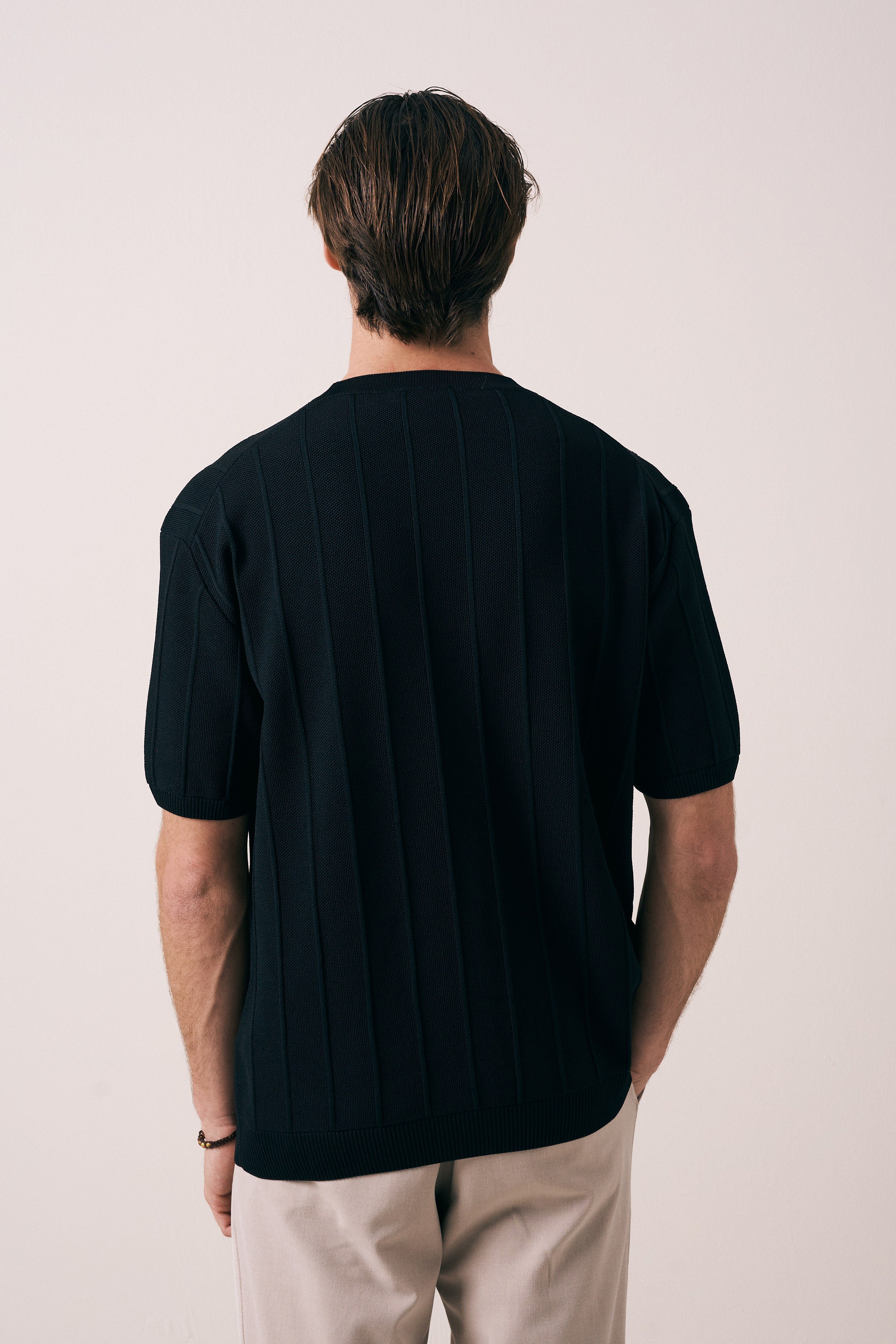FİTİLLİ ÖRGÜ TRİKO T-SHIRT
