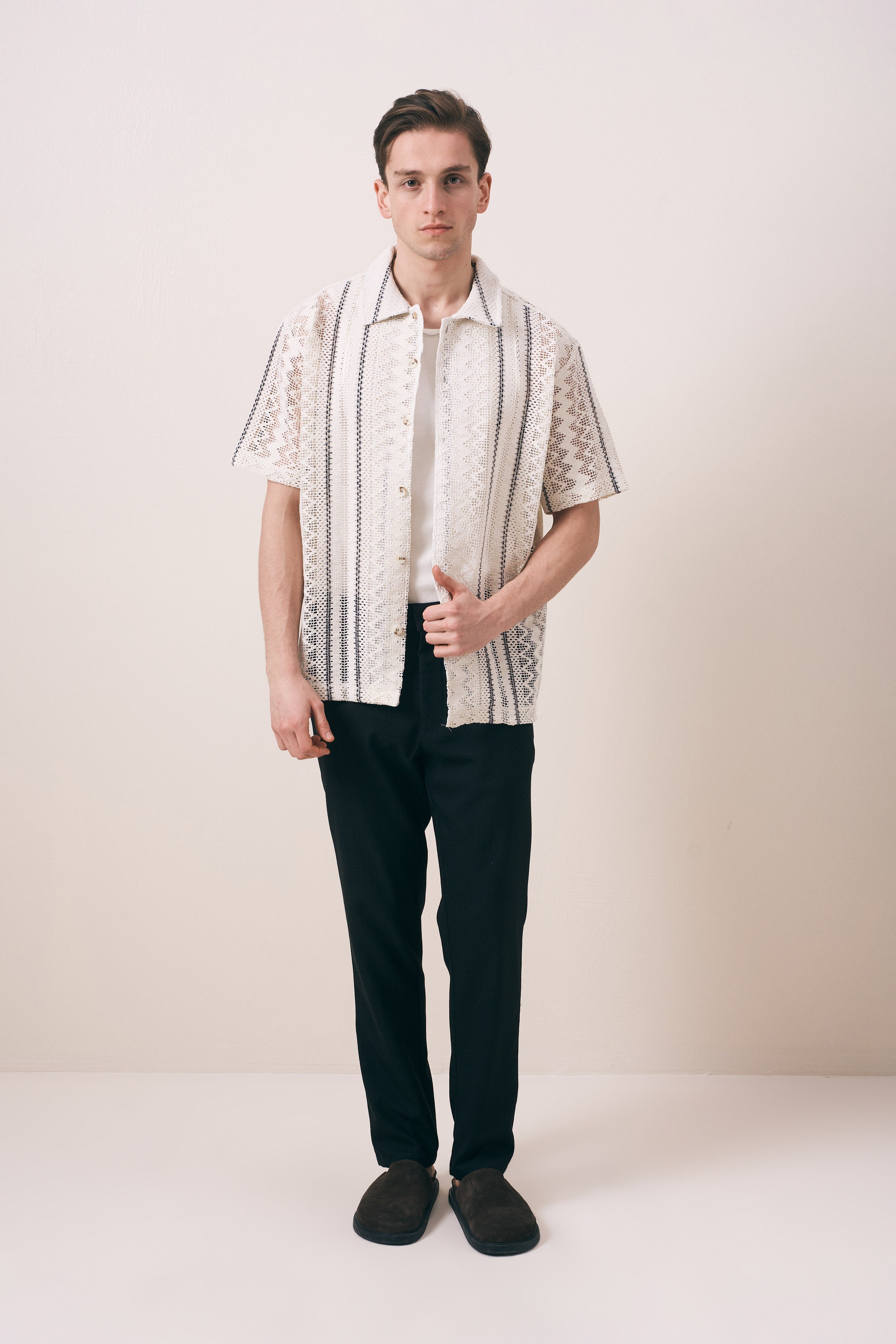 KROŞE DOKULU GEOMETRİK DESEN OVERSIZE GÖMLEK