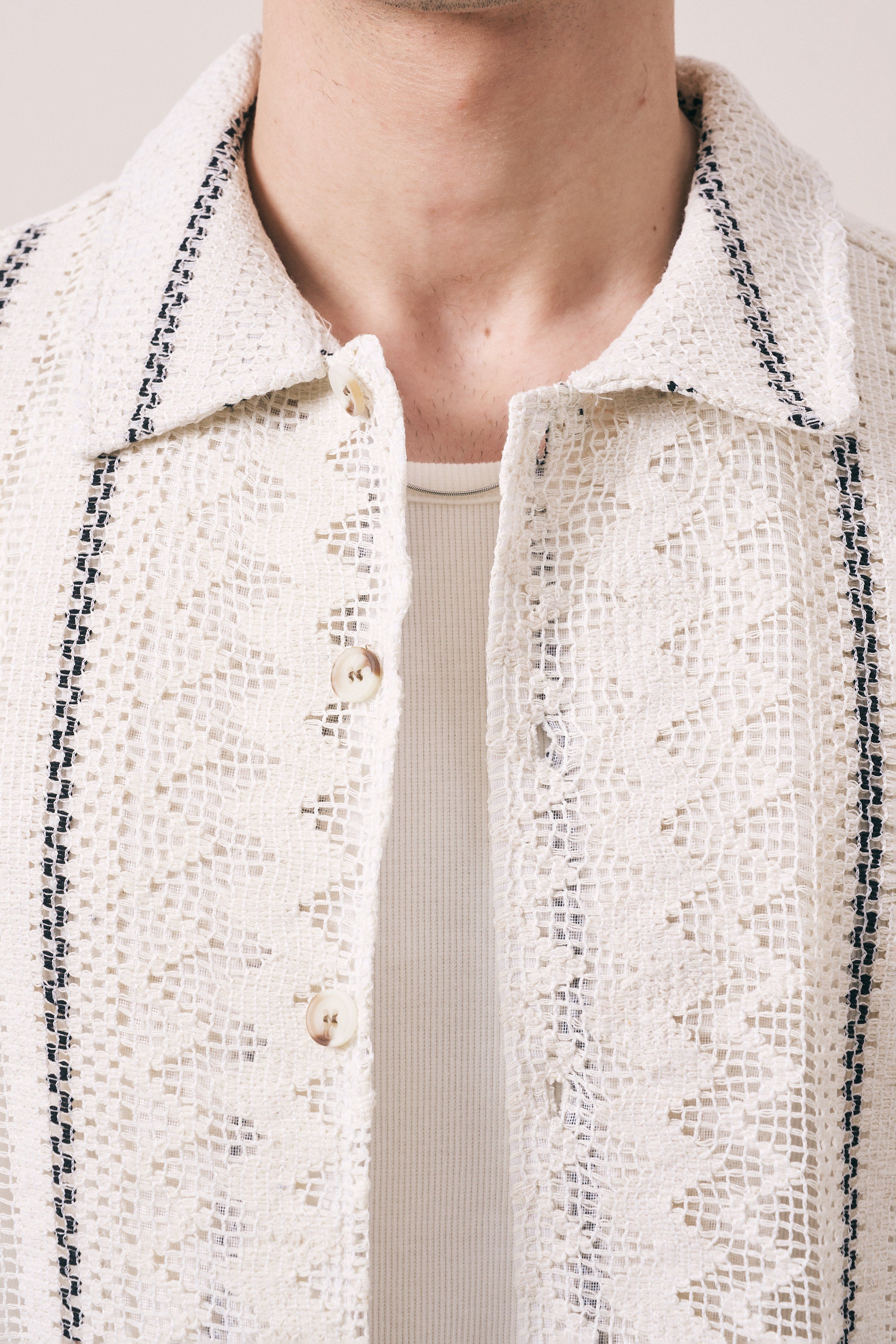 KROŞE DOKULU GEOMETRİK DESEN OVERSIZE GÖMLEK