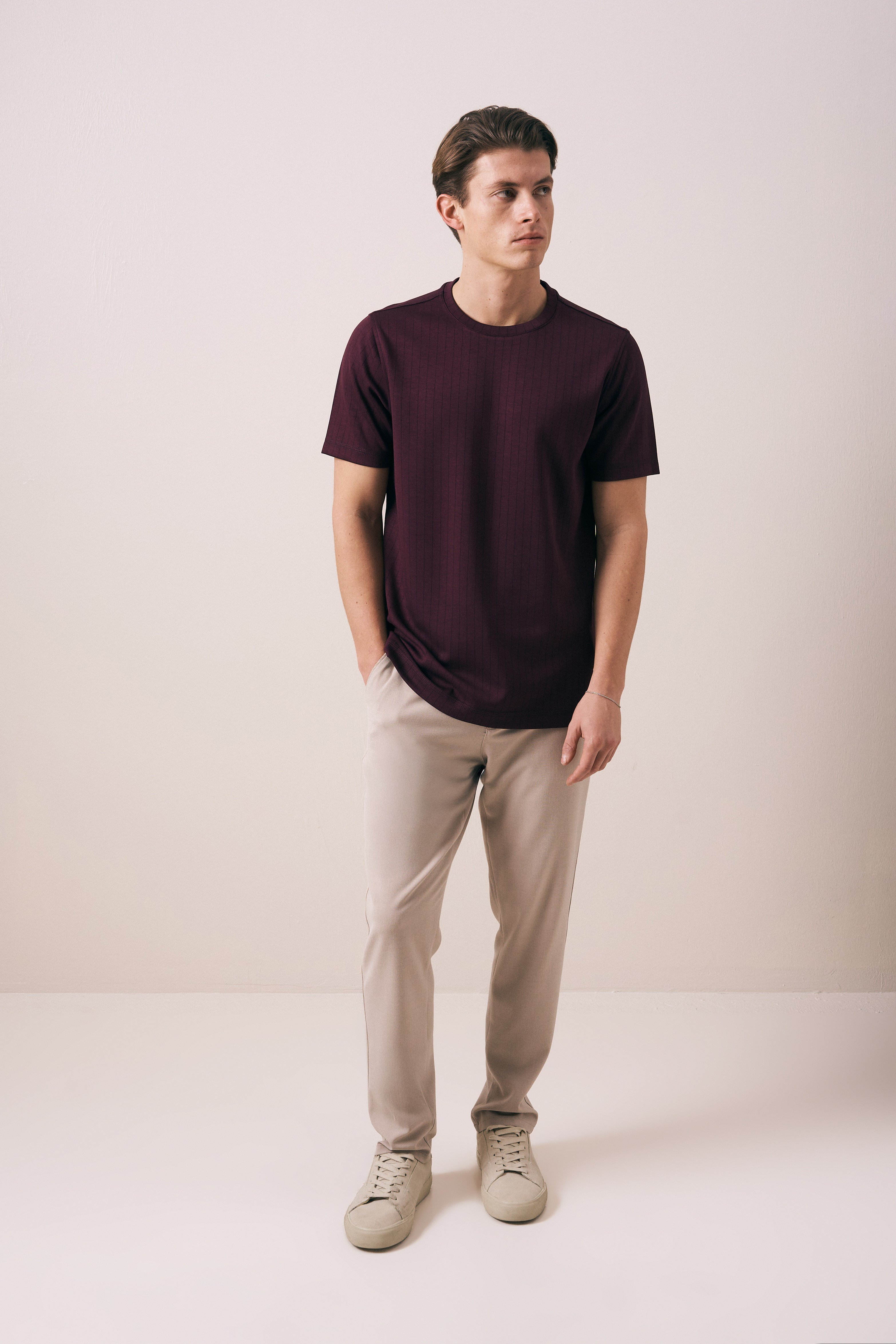 REGULAR FIT ÇİZGİLİ OYSHO ERKEK T-SHIRT