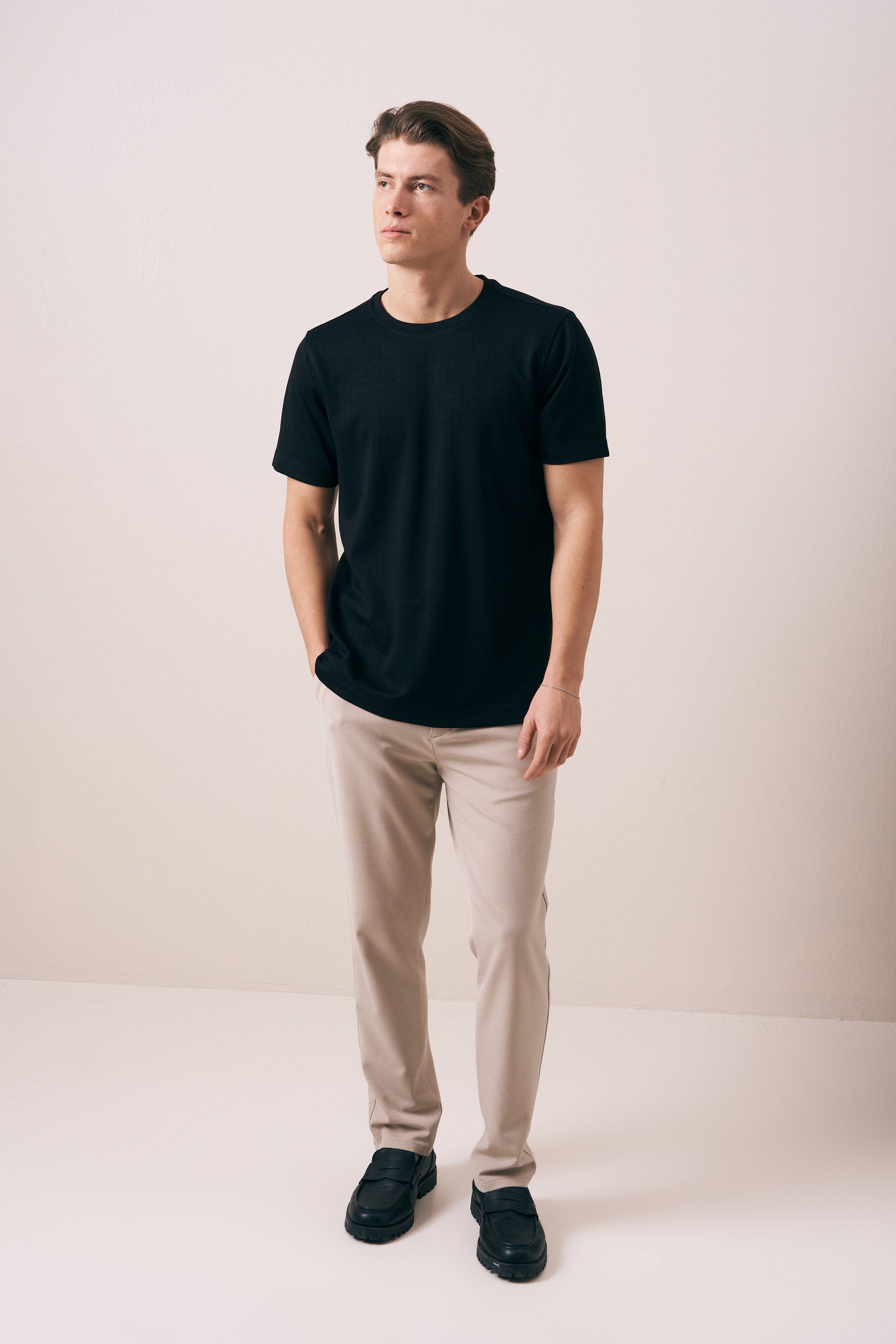 REGULAR FIT ÇİZGİLİ OYSHO ERKEK T-SHIRT