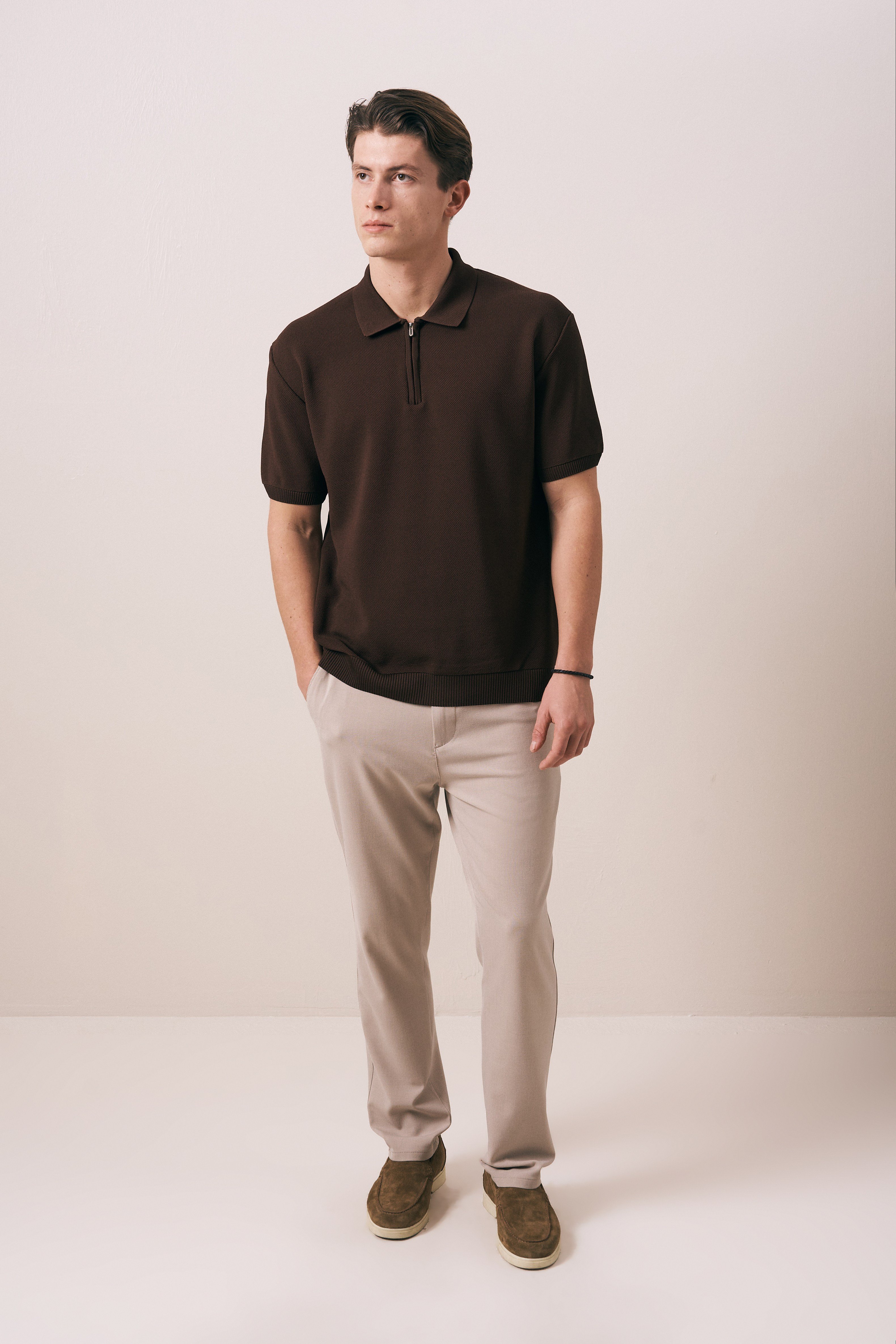 REGULAR FIT FERMUARLI POLO TRİKO T-SHIRT