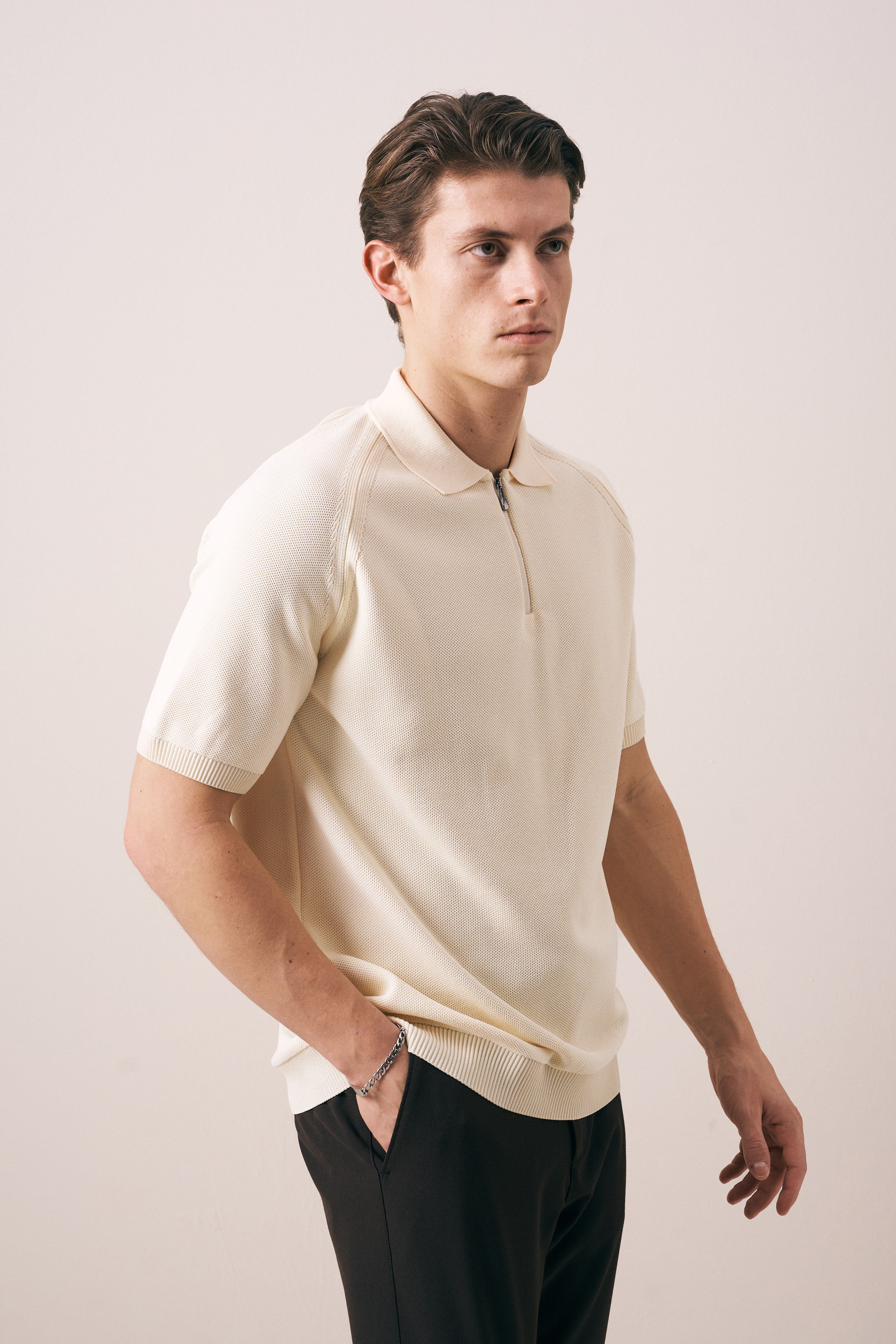REGULAR FIT FERMUARLI POLO TRİKO T-SHIRT