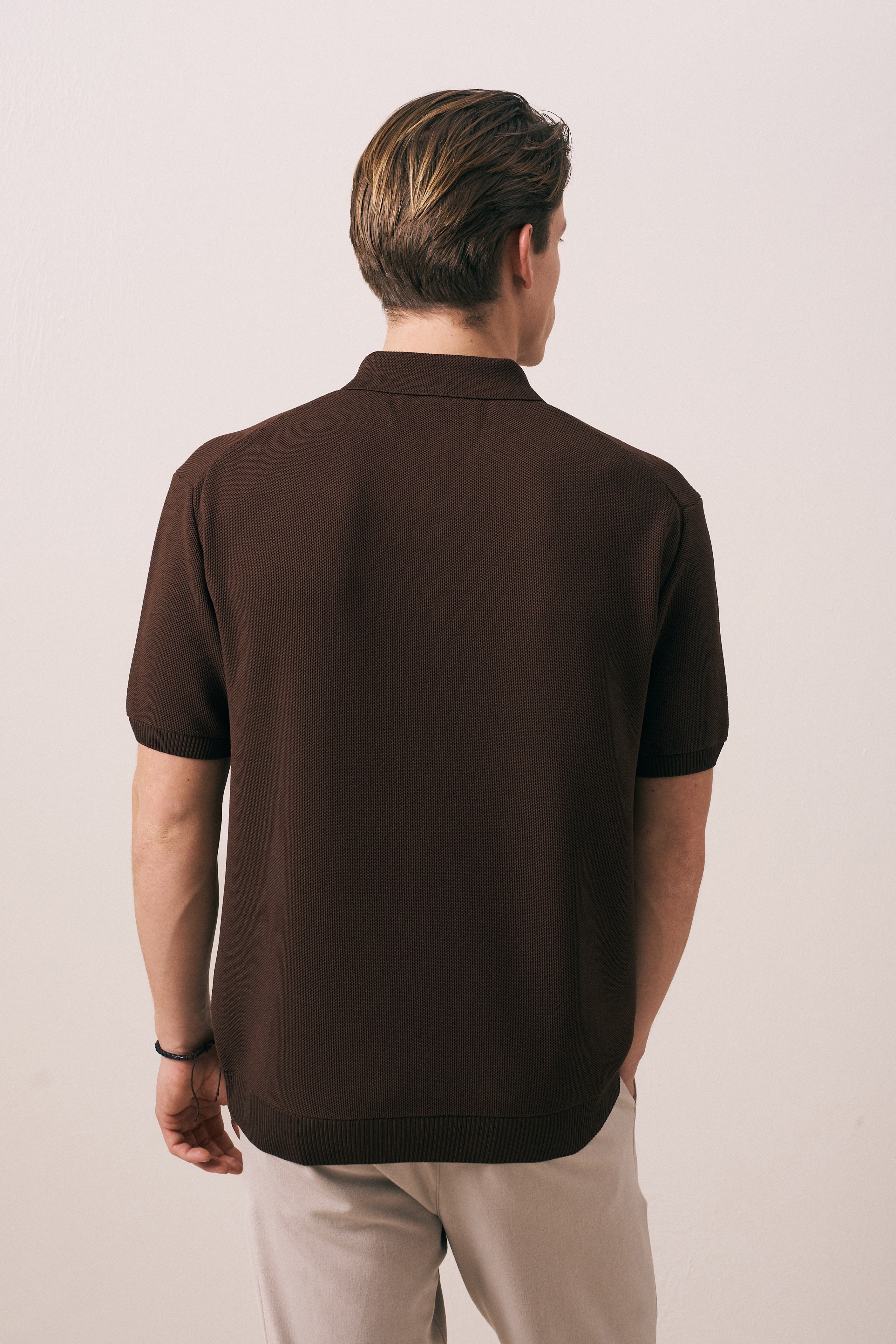 REGULAR FIT FERMUARLI POLO TRİKO T-SHIRT