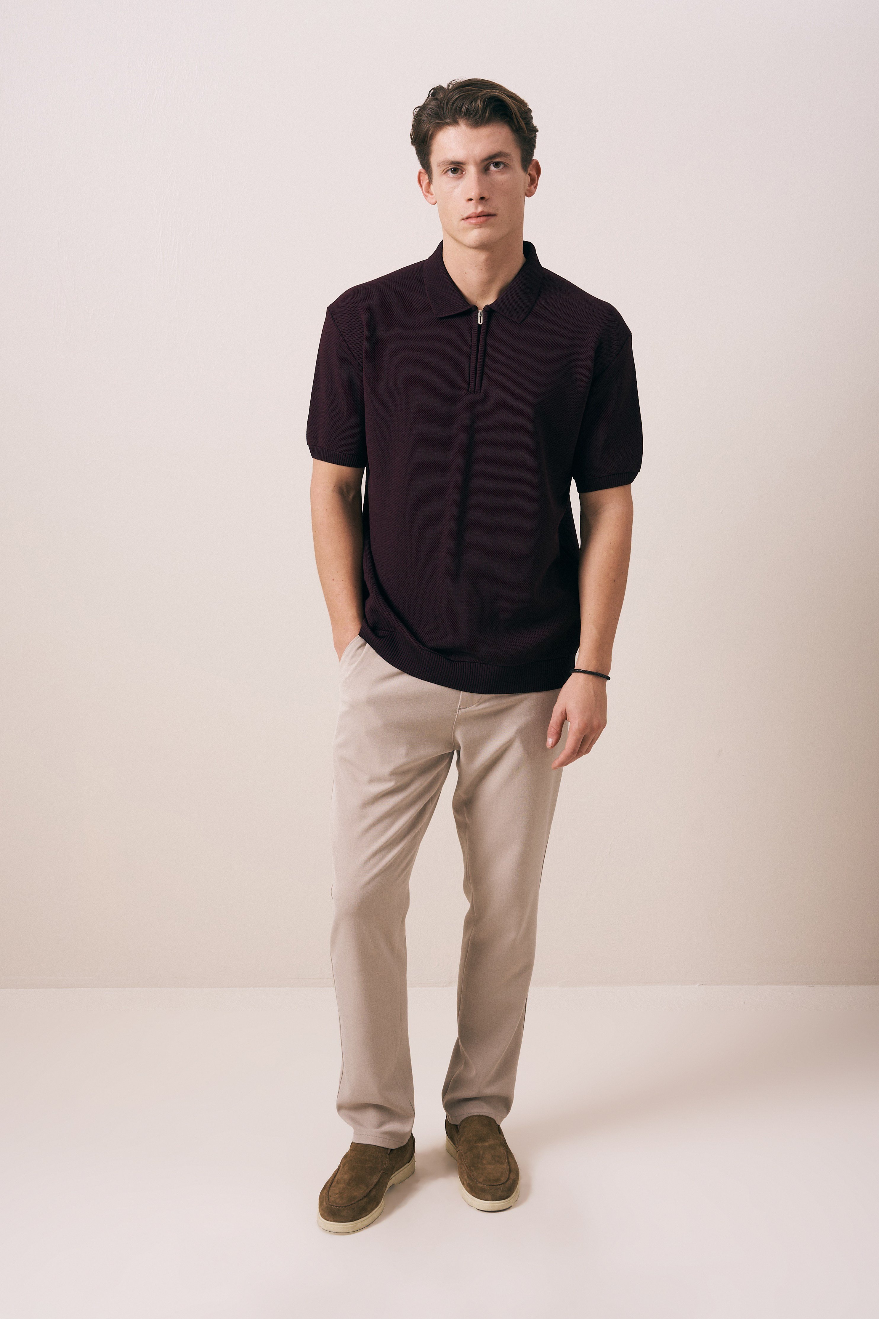 REGULAR FIT FERMUARLI POLO TRİKO T-SHIRT