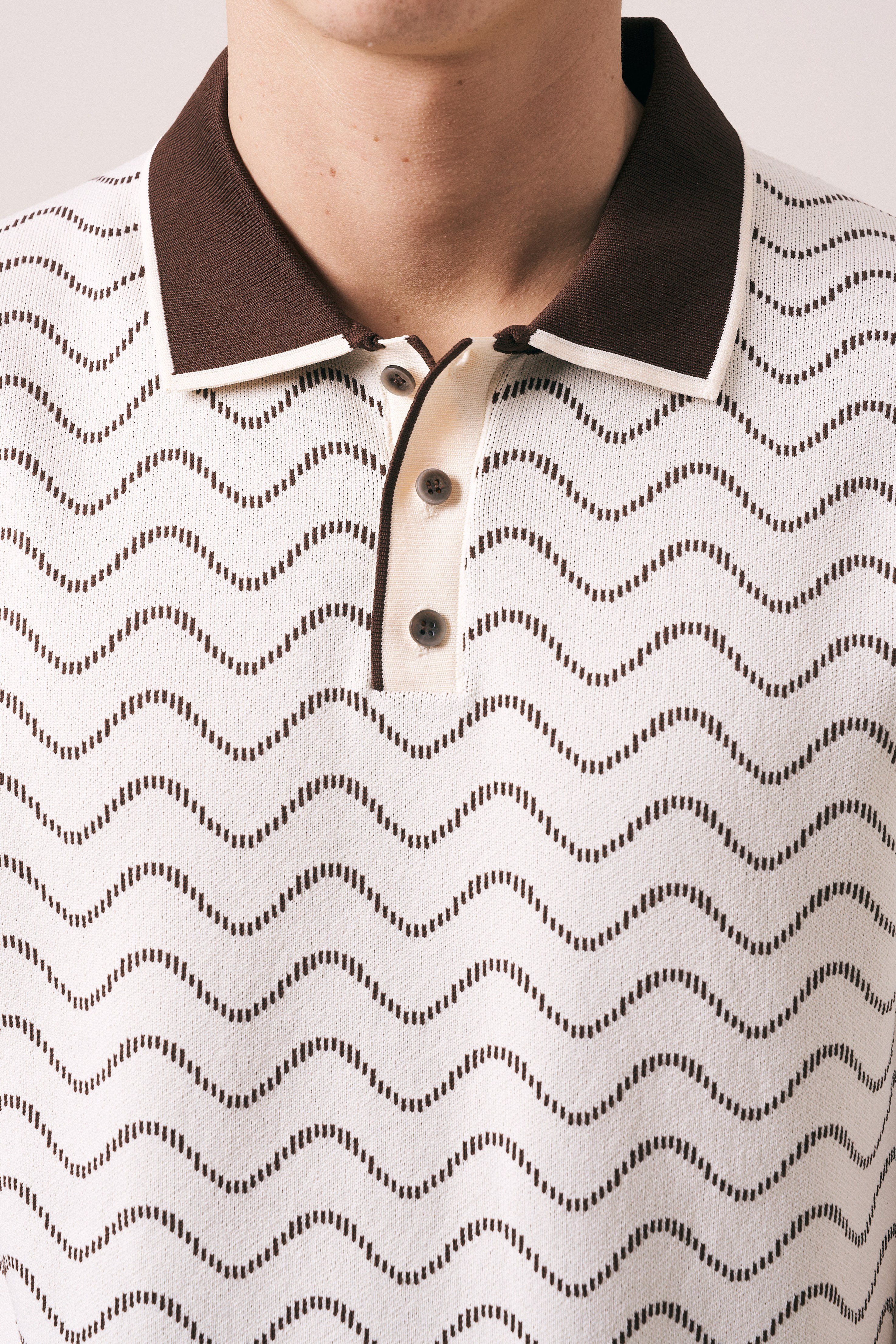 REGULAR FIT GEOMETRİK DESEN DÜĞMELİ POLO TRİKO T-SHIRT