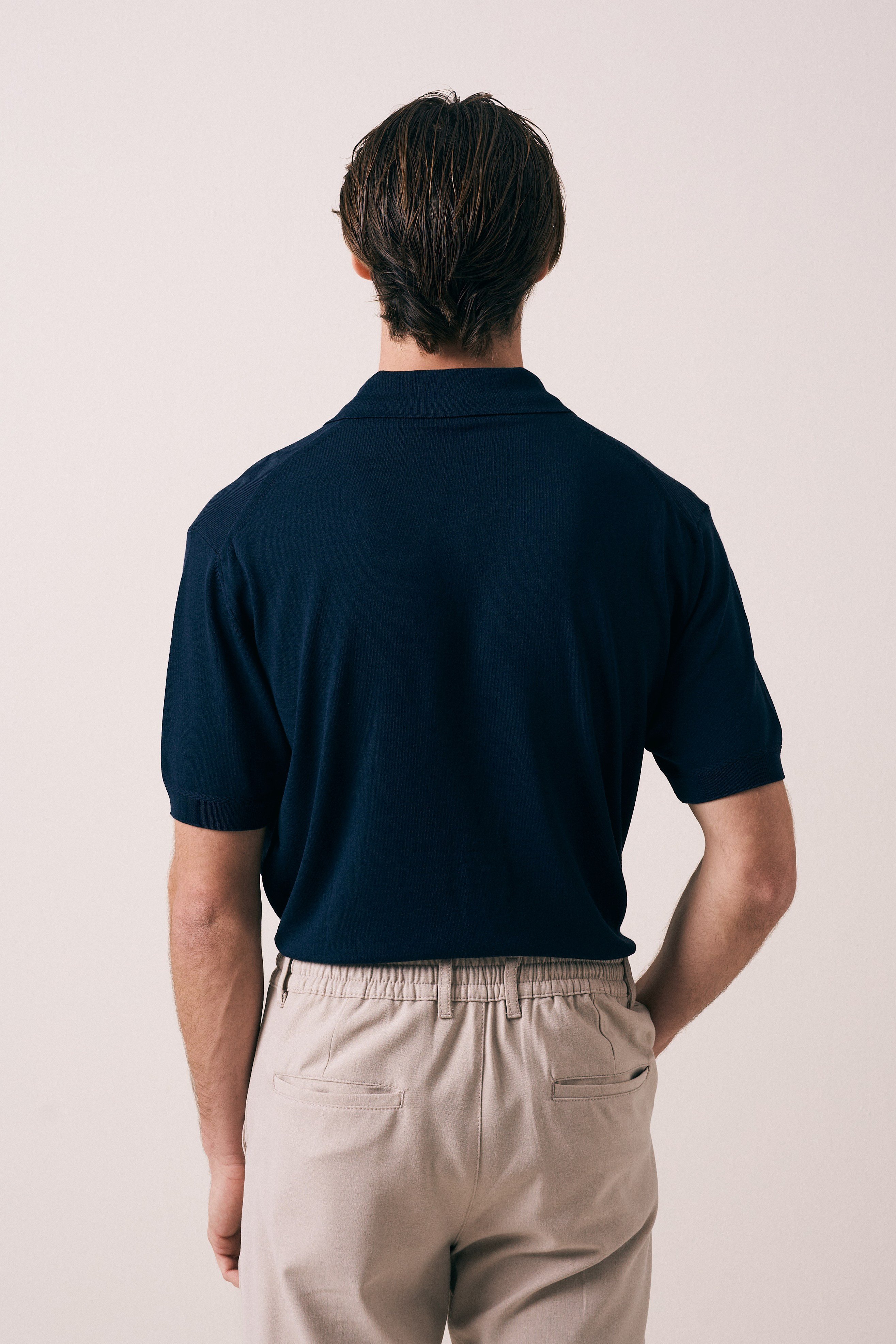 REGULAR FIT KOL ÖRGÜ DETAYLI FERMUARLI POLO TRİKO T-SHIRT