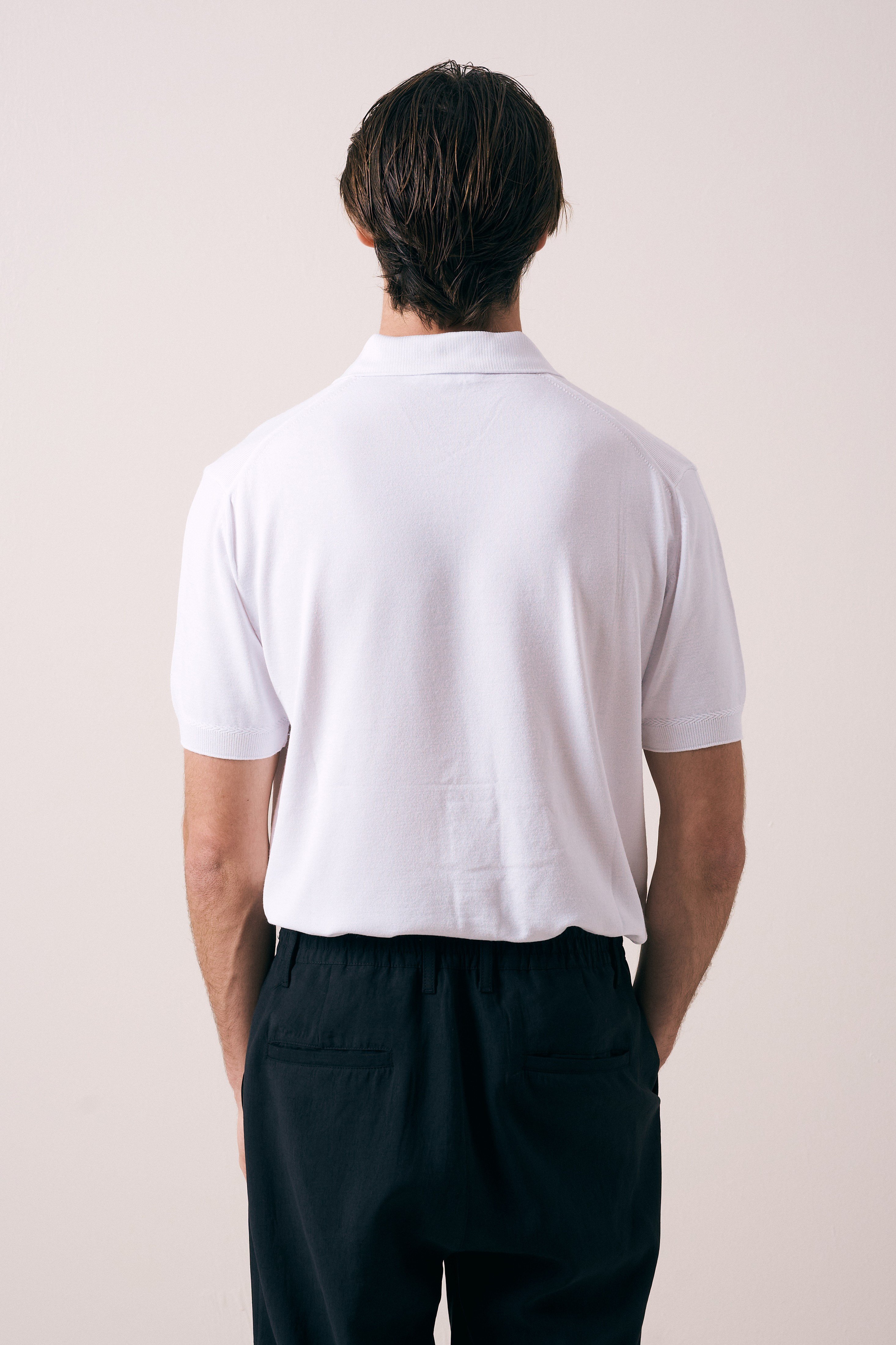 REGULAR FIT KOL ÖRGÜ DETAYLI FERMUARLI POLO TRİKO T-SHIRT