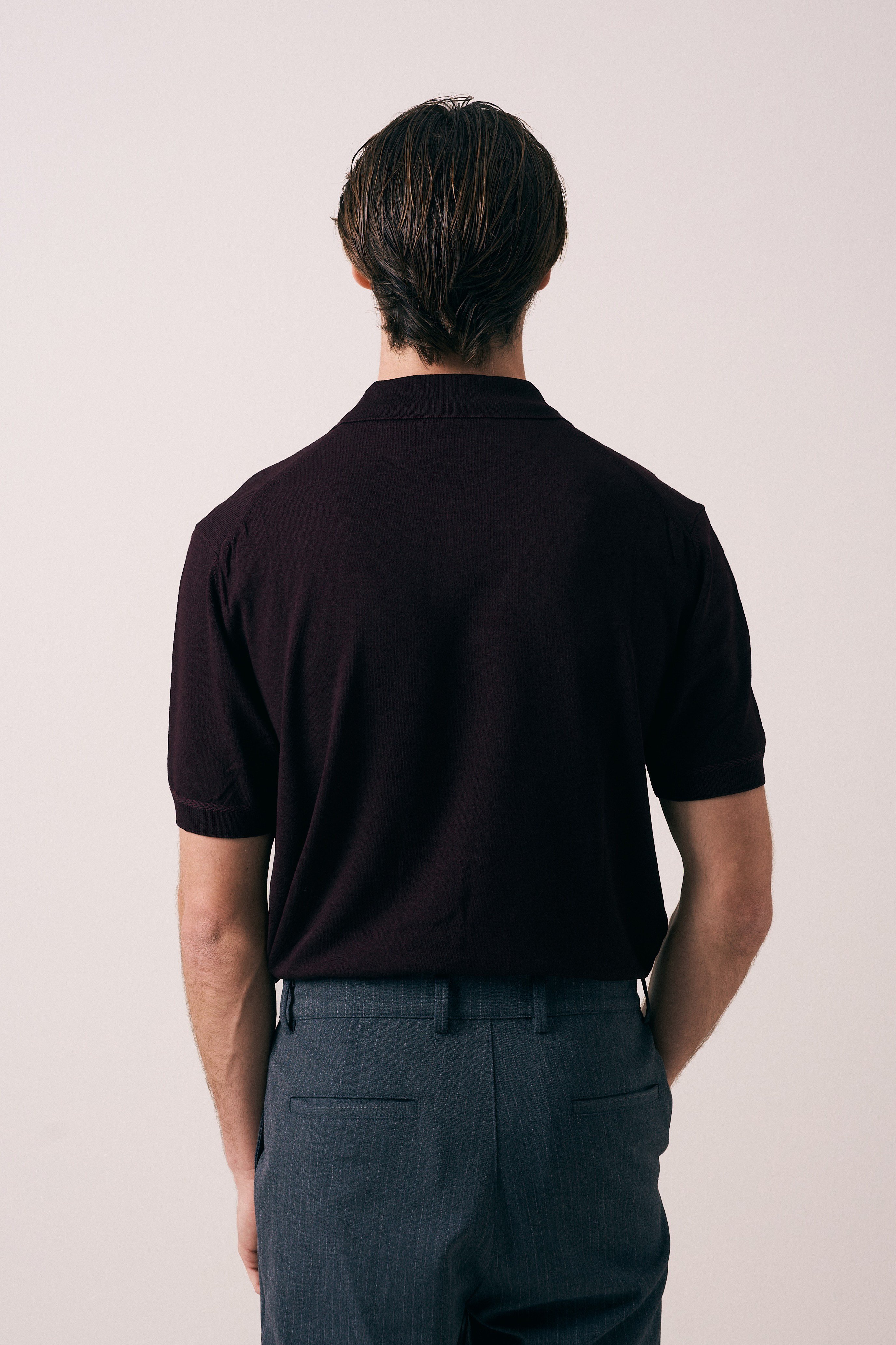 REGULAR FIT KOL ÖRGÜ DETAYLI FERMUARLI POLO TRİKO T-SHIRT