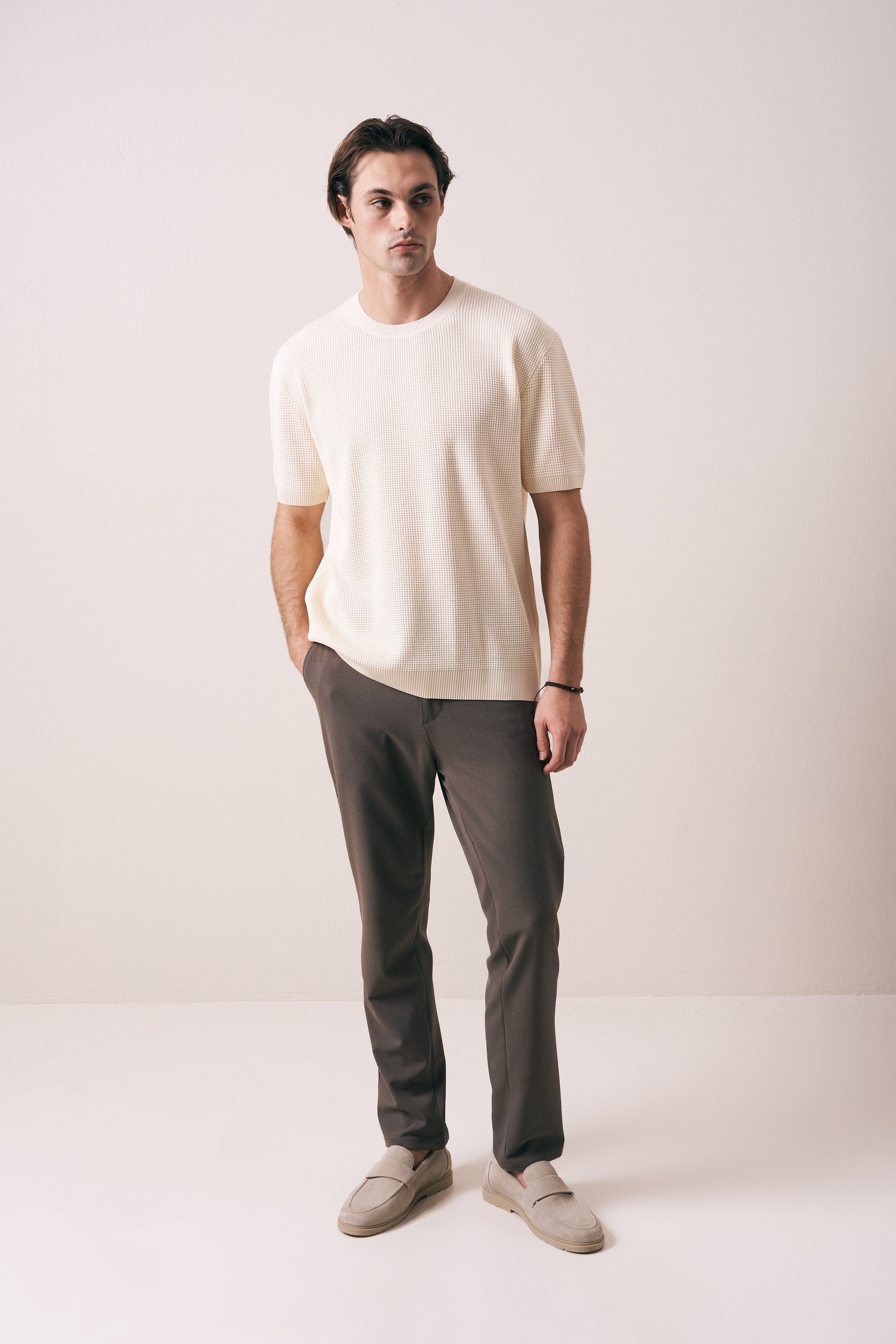 REGULAR FIT ÖRGÜ TRİKO T-SHIRT