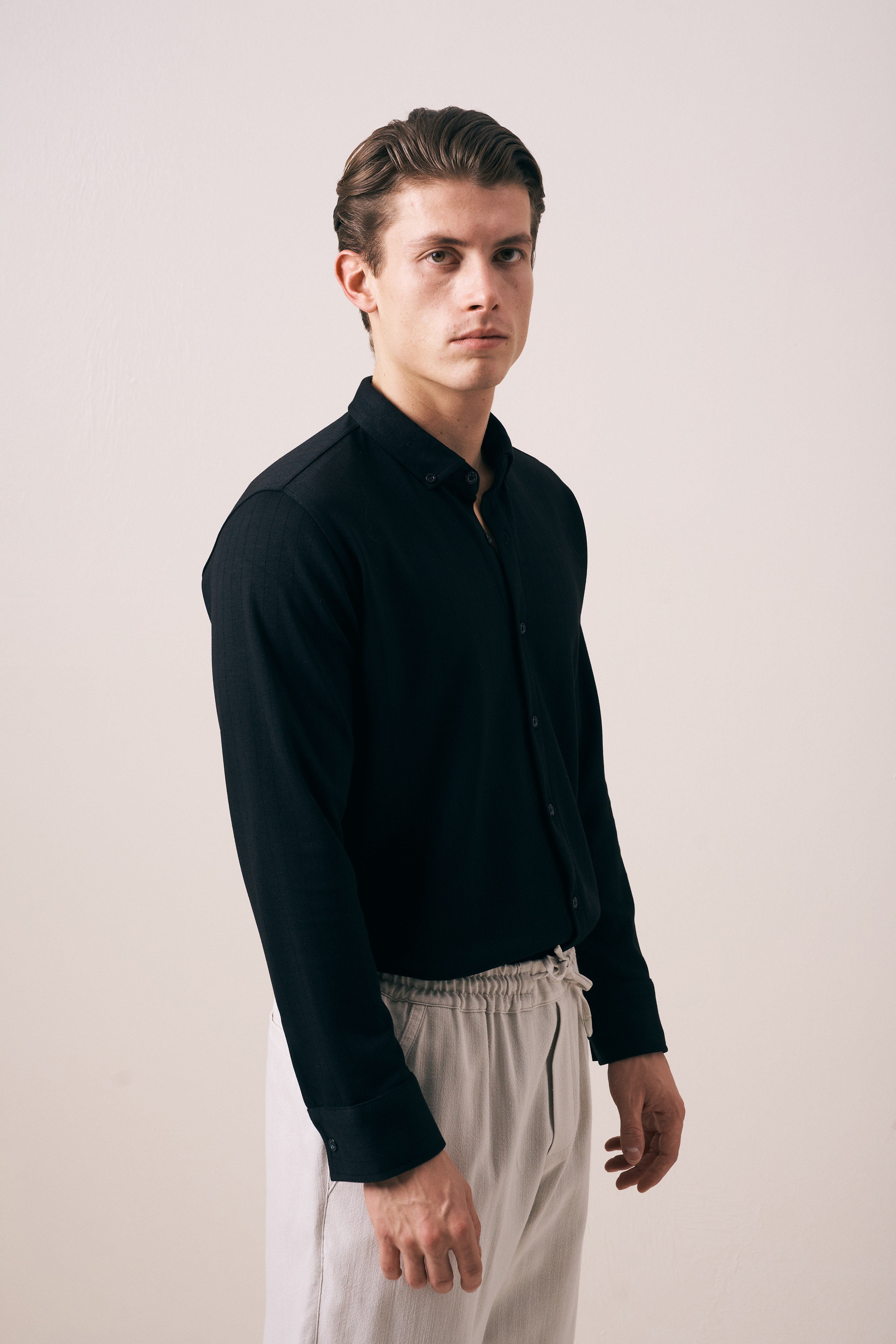 REGULAR FIT OYSHO ÇİZGİ DOKULU GÖMLEK