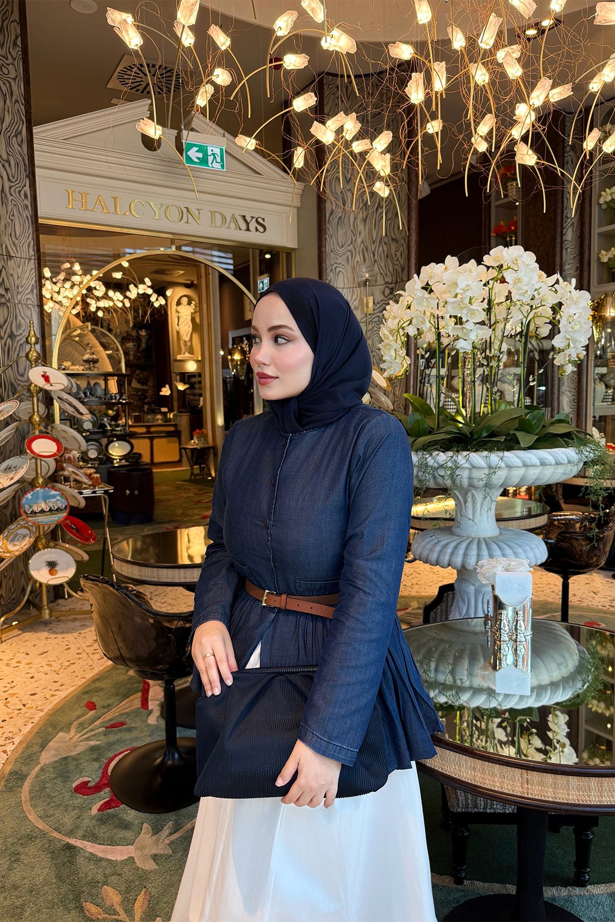  Denim Görünümlü Tensel Balon Ceket Lacivert