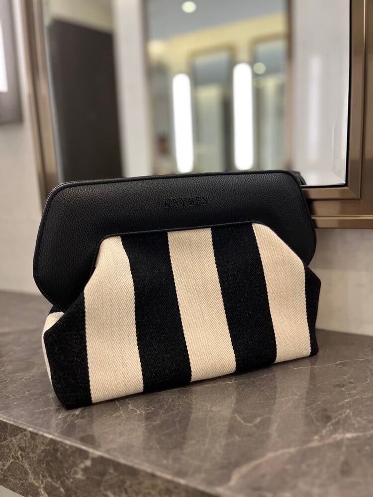İki Renkli Clutch Çanta | Siyah - Beyaz