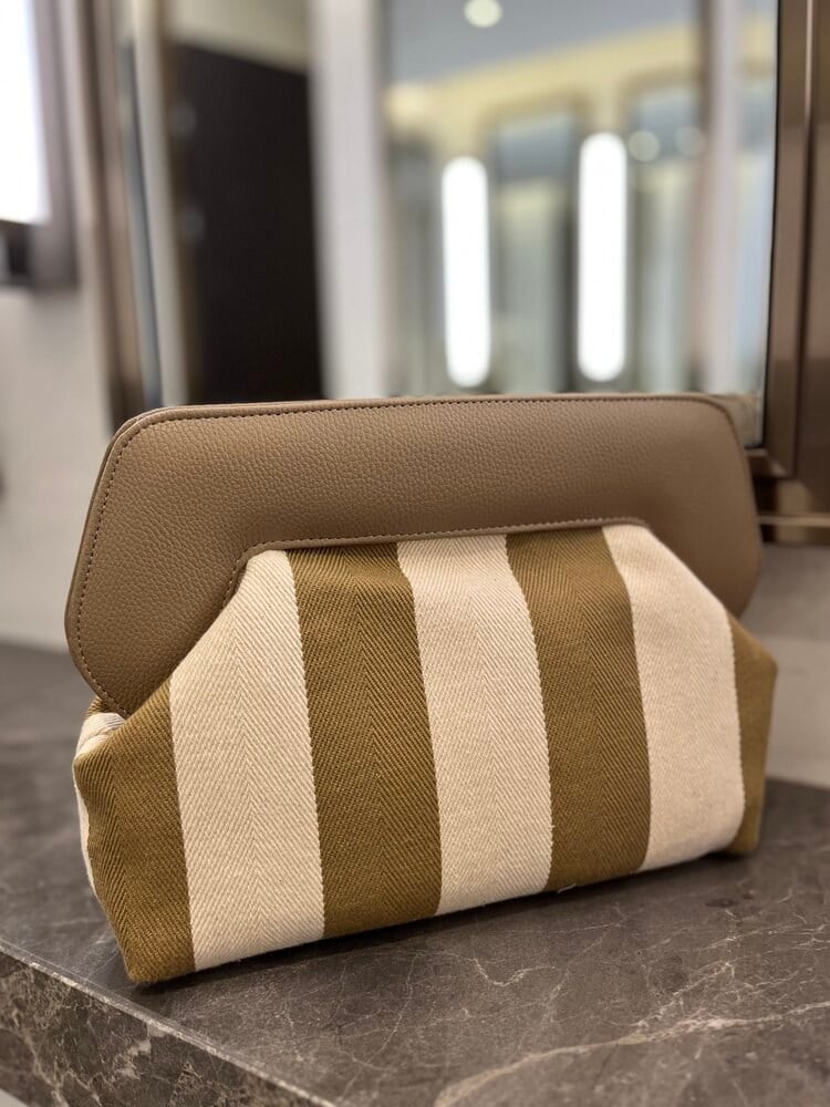 İki Renkli Clutch Çanta | Vizon - Camel