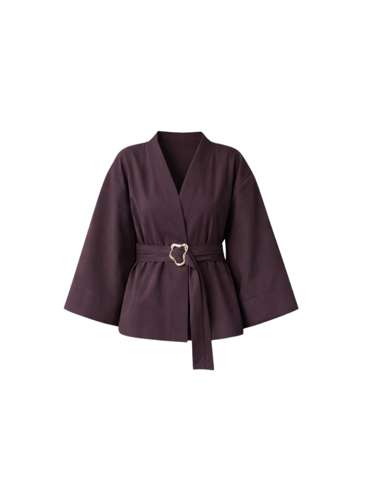 Lina Belted Ceket | Mürdüm
