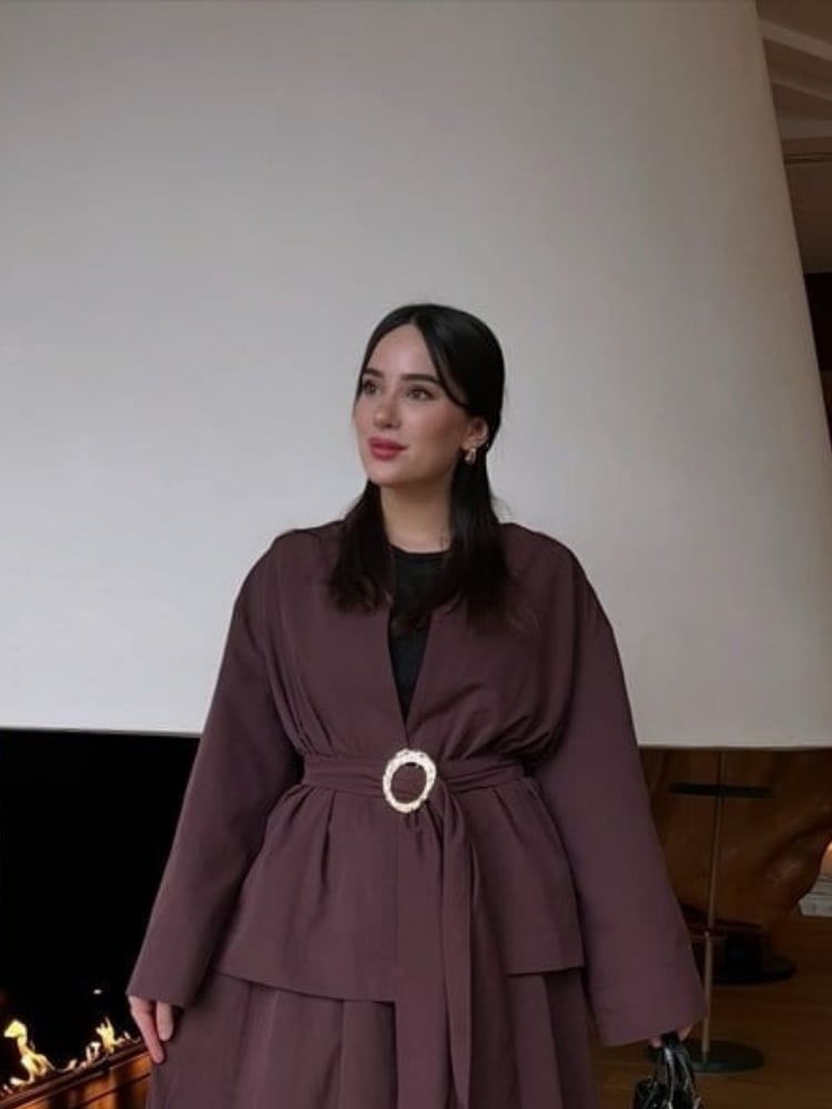 Lina Belted Ceket | Mürdüm