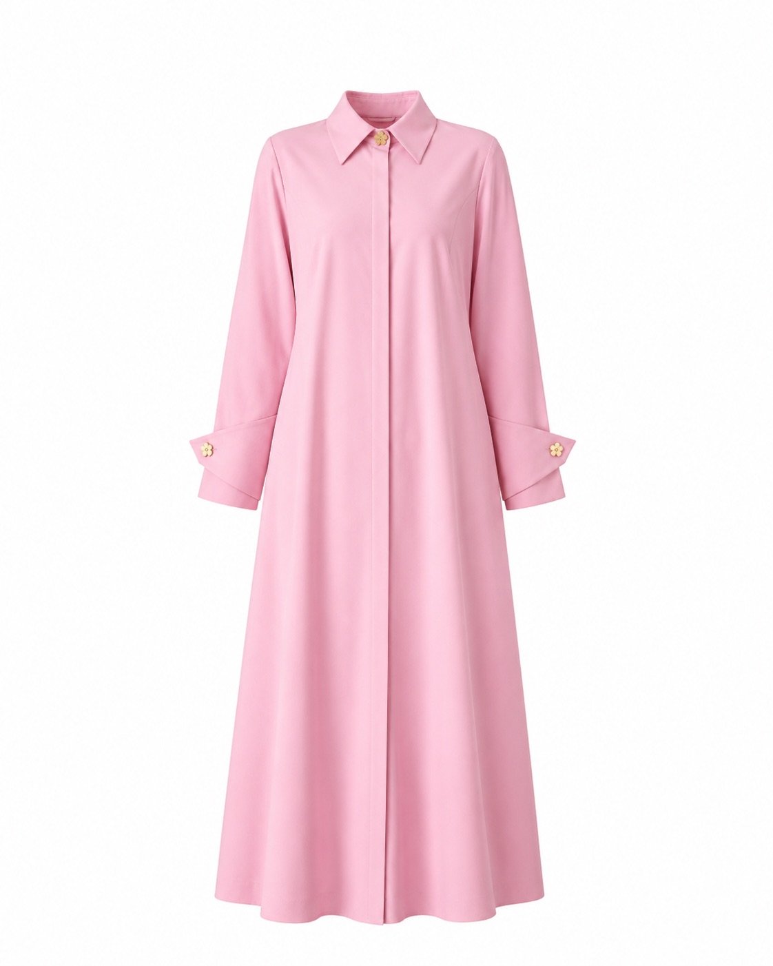 Manşetli Premium Gömlek Elbise | Pembe