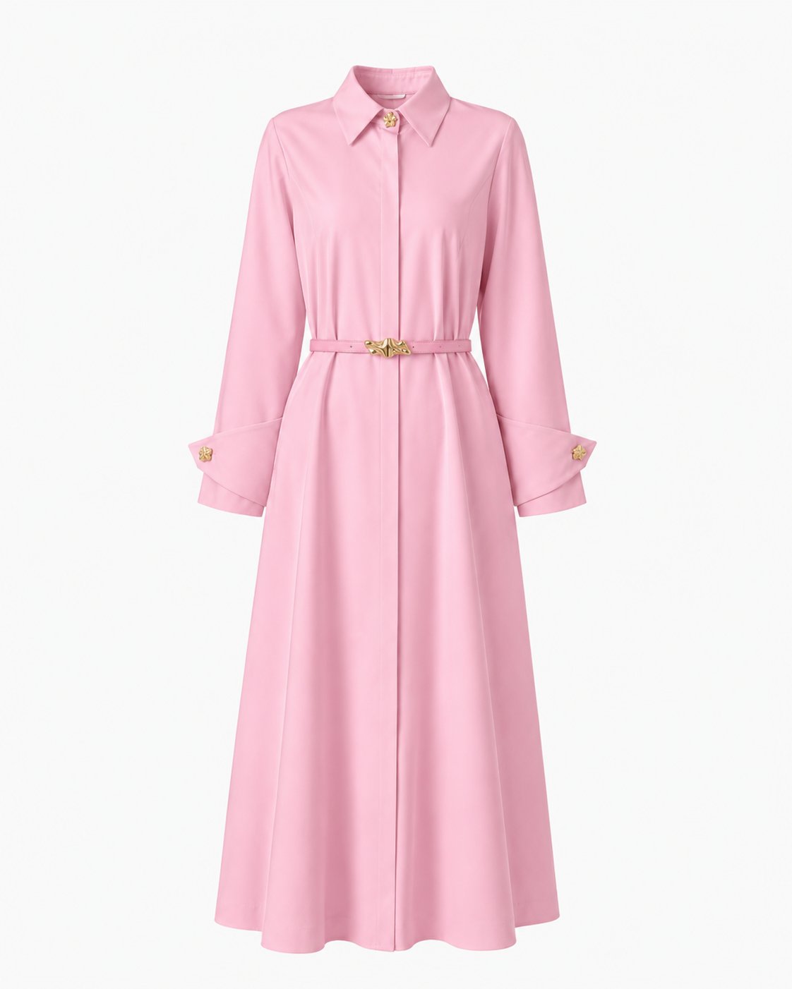 Manşetli Premium Gömlek Elbise | Pembe