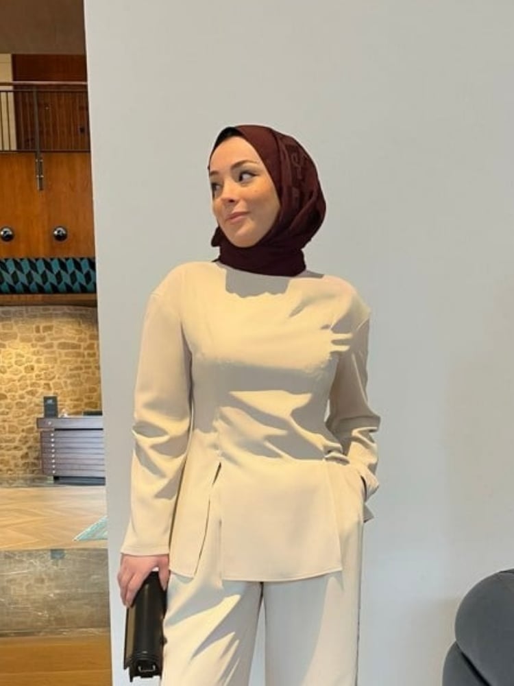 Mira Suit Drape Kol Bluz | Açık Taş